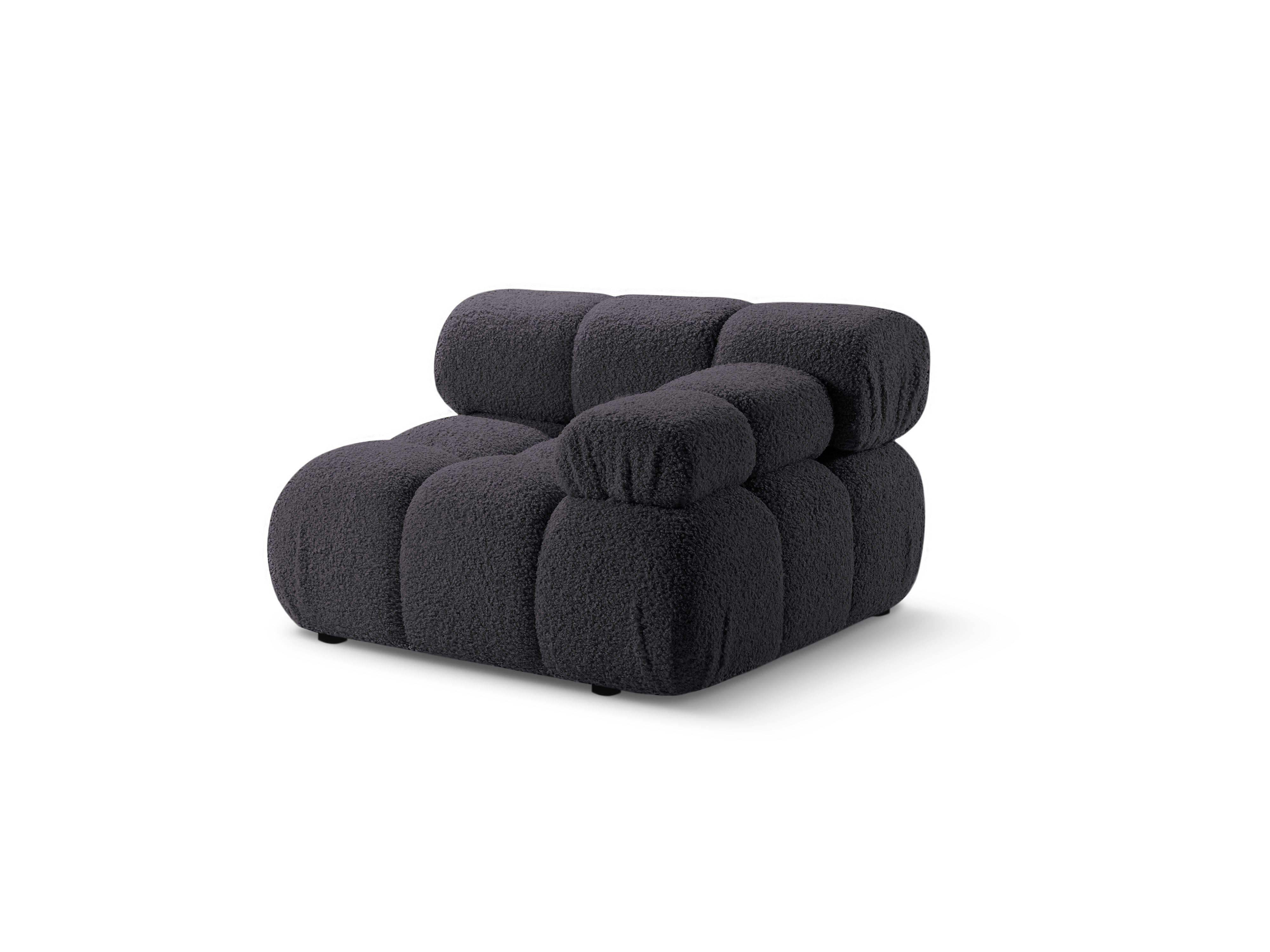 Modulaire bank BELLIS - rechtszijdig module in grafietkleurige boucle