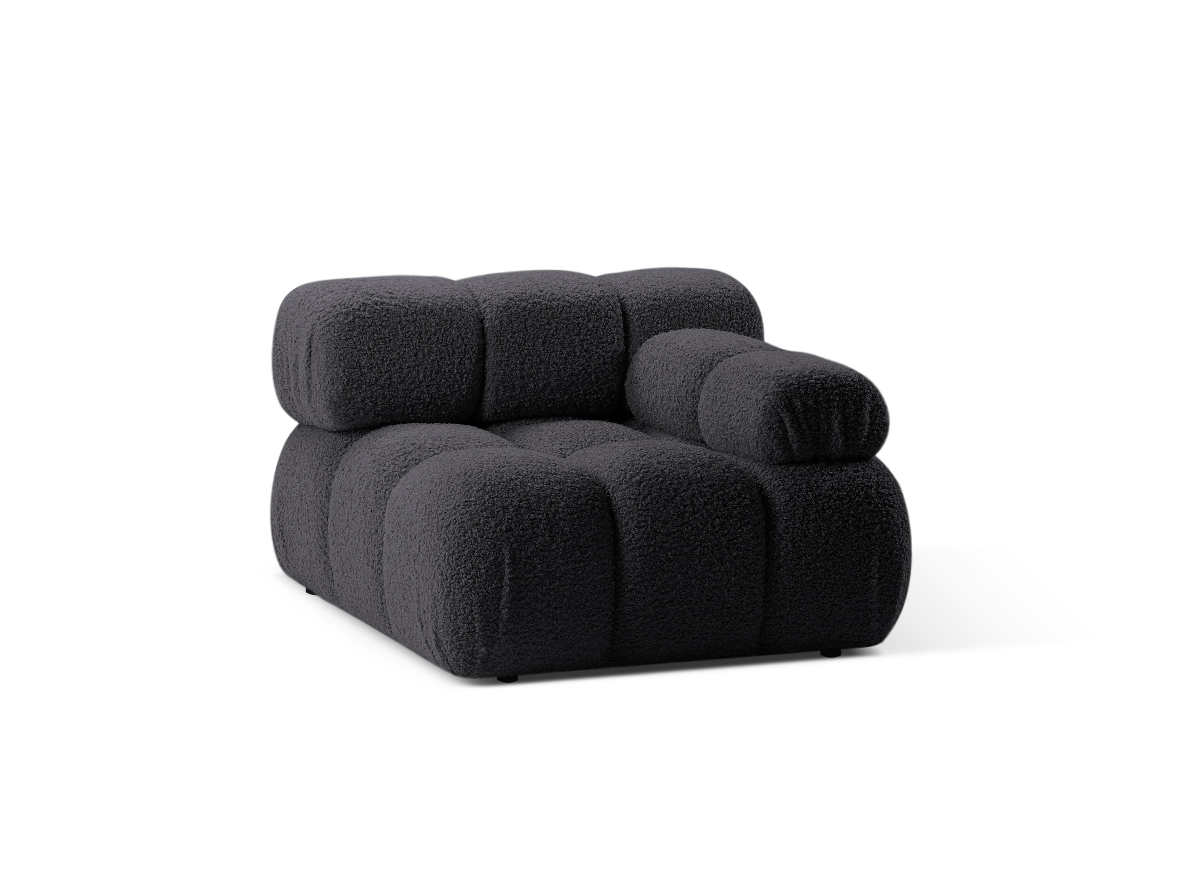 Modulaire bank BELLIS - rechtszijdig module in grafietkleurige boucle