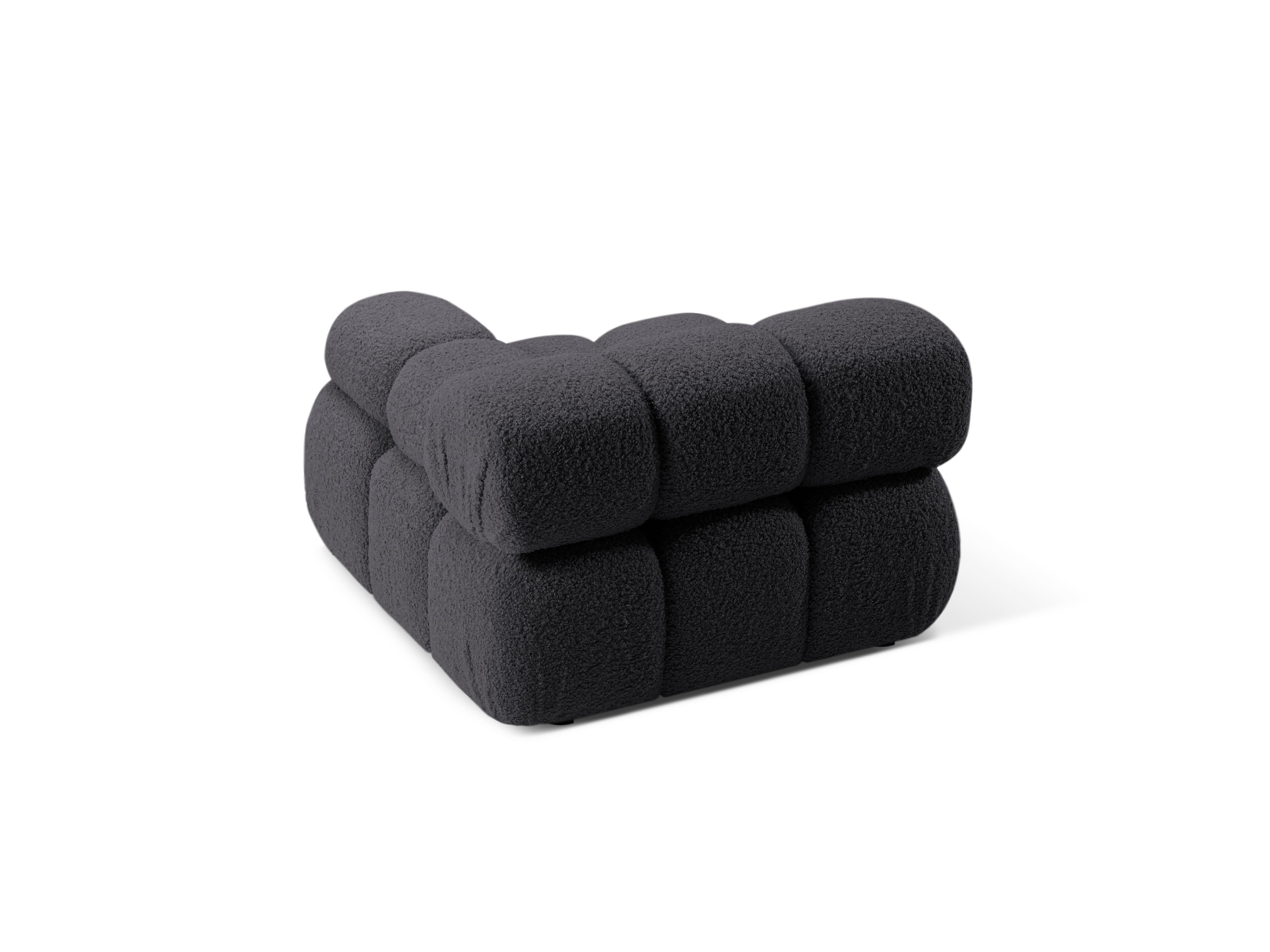 Modulaire bank BELLIS - rechtszijdig module in grafietkleurige boucle
