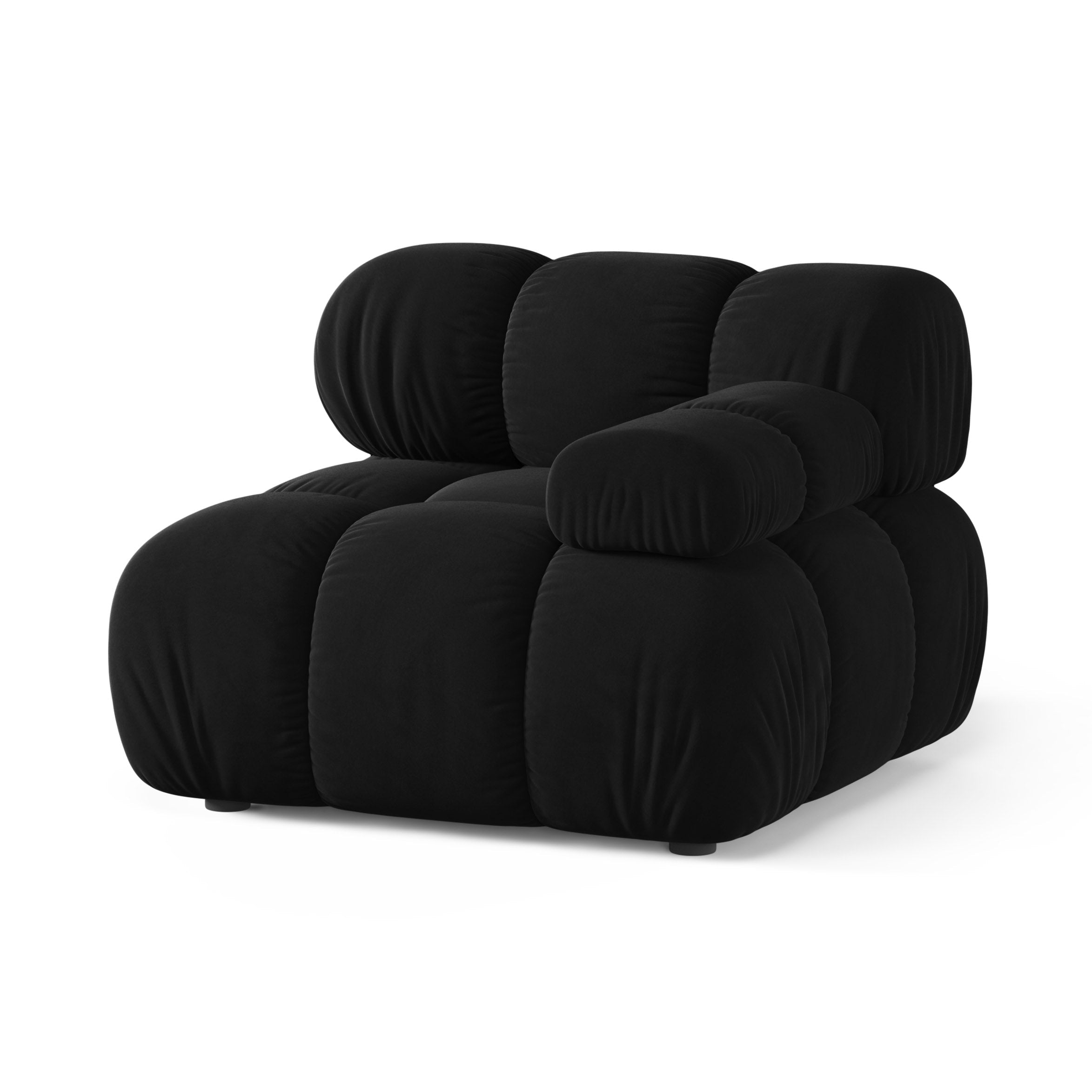 Modulaire fluwelen bank BELLIS - rechter module in zwart