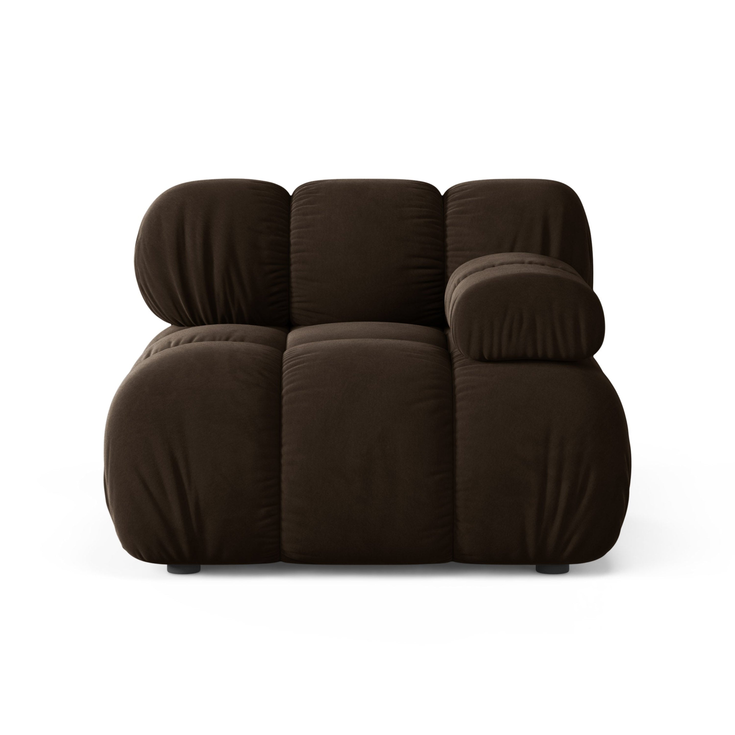 Modulaire fluwelen bank BELLIS - rechter module in chocoladekleur