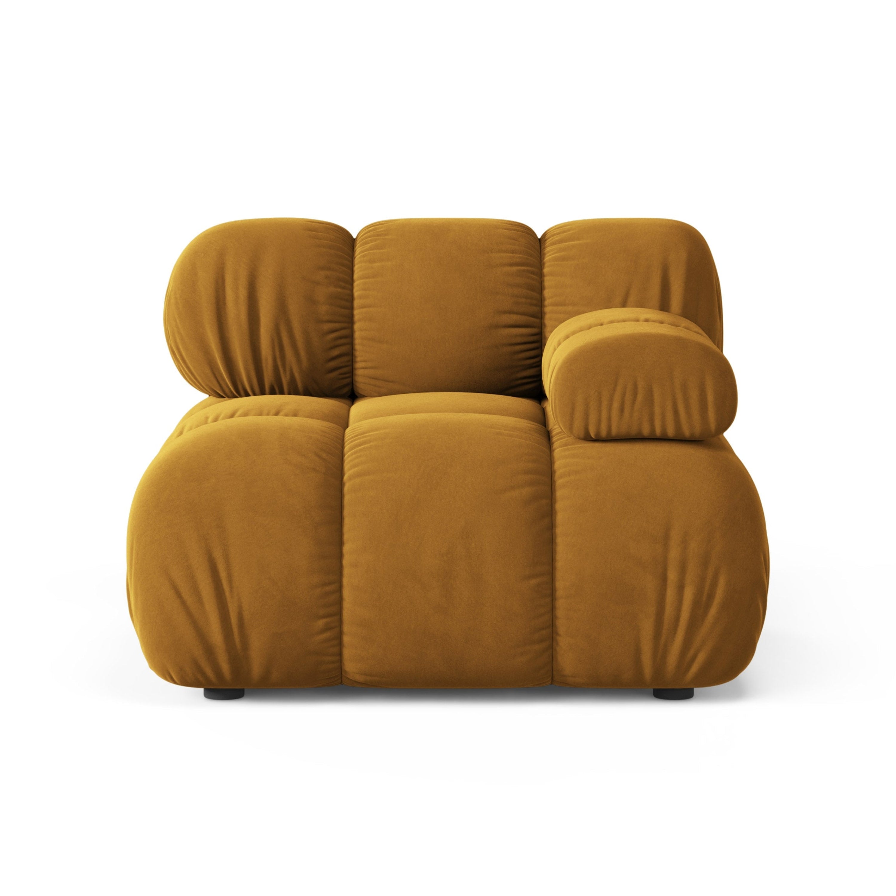 Modulaire fluwelen bank BELLIS - rechter module in mosterdkleur