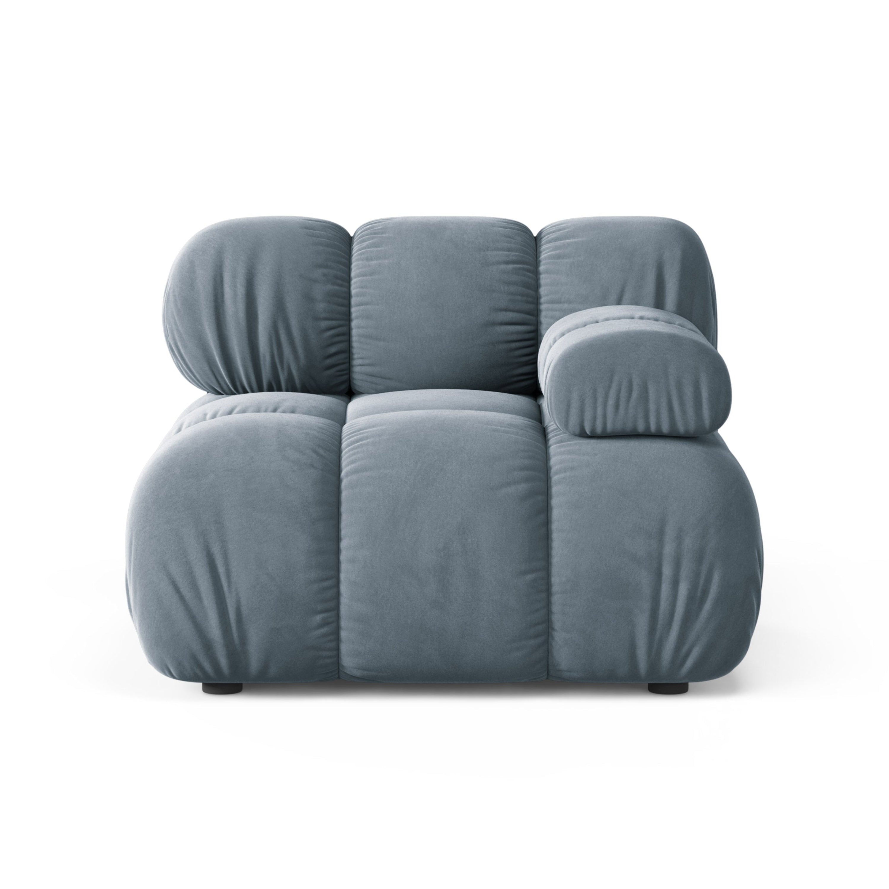 Modulaire fluwelen bank BELLIS - rechter module in blauw
