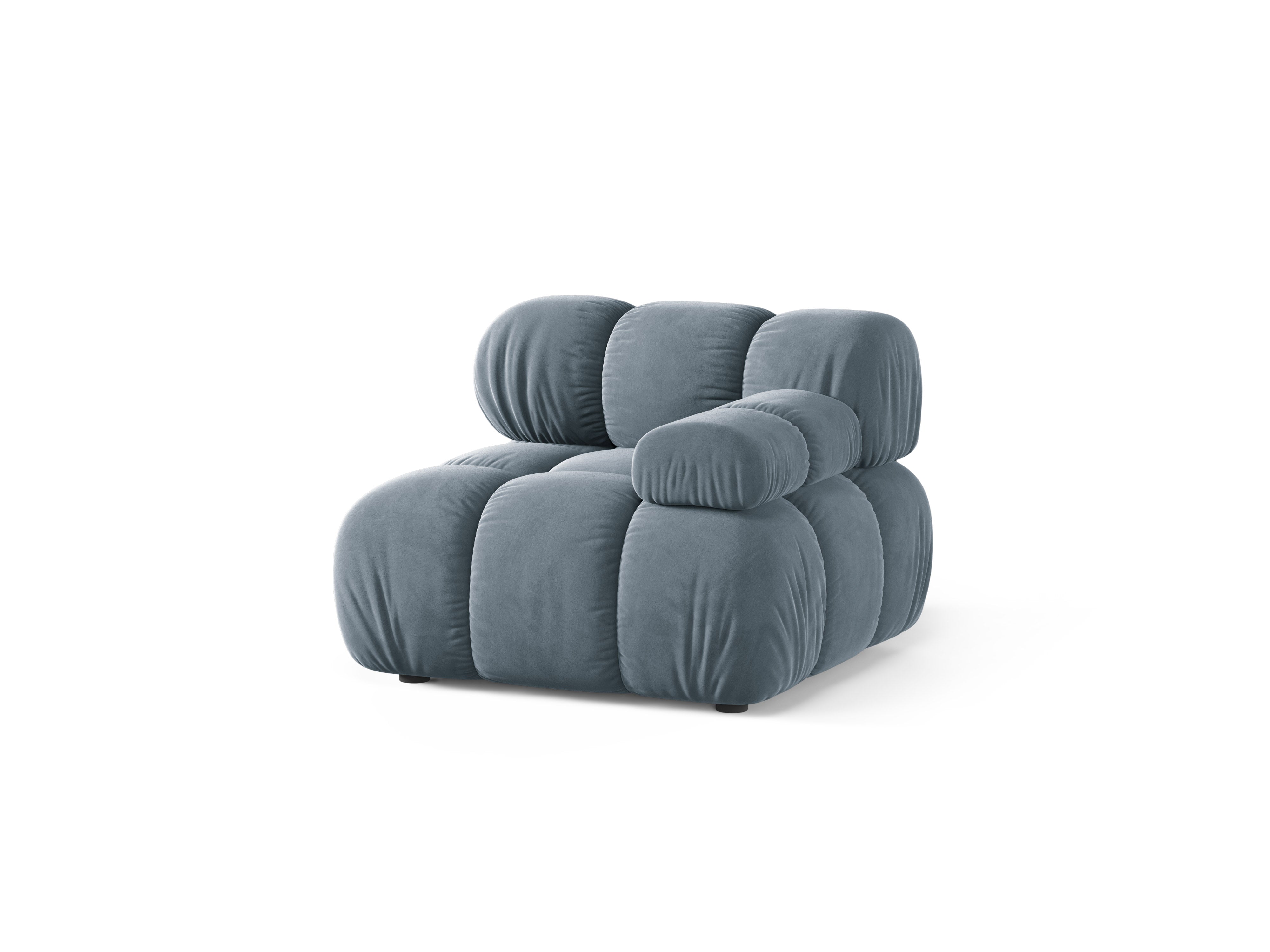 Modulaire fluwelen bank BELLIS - rechter module in blauw