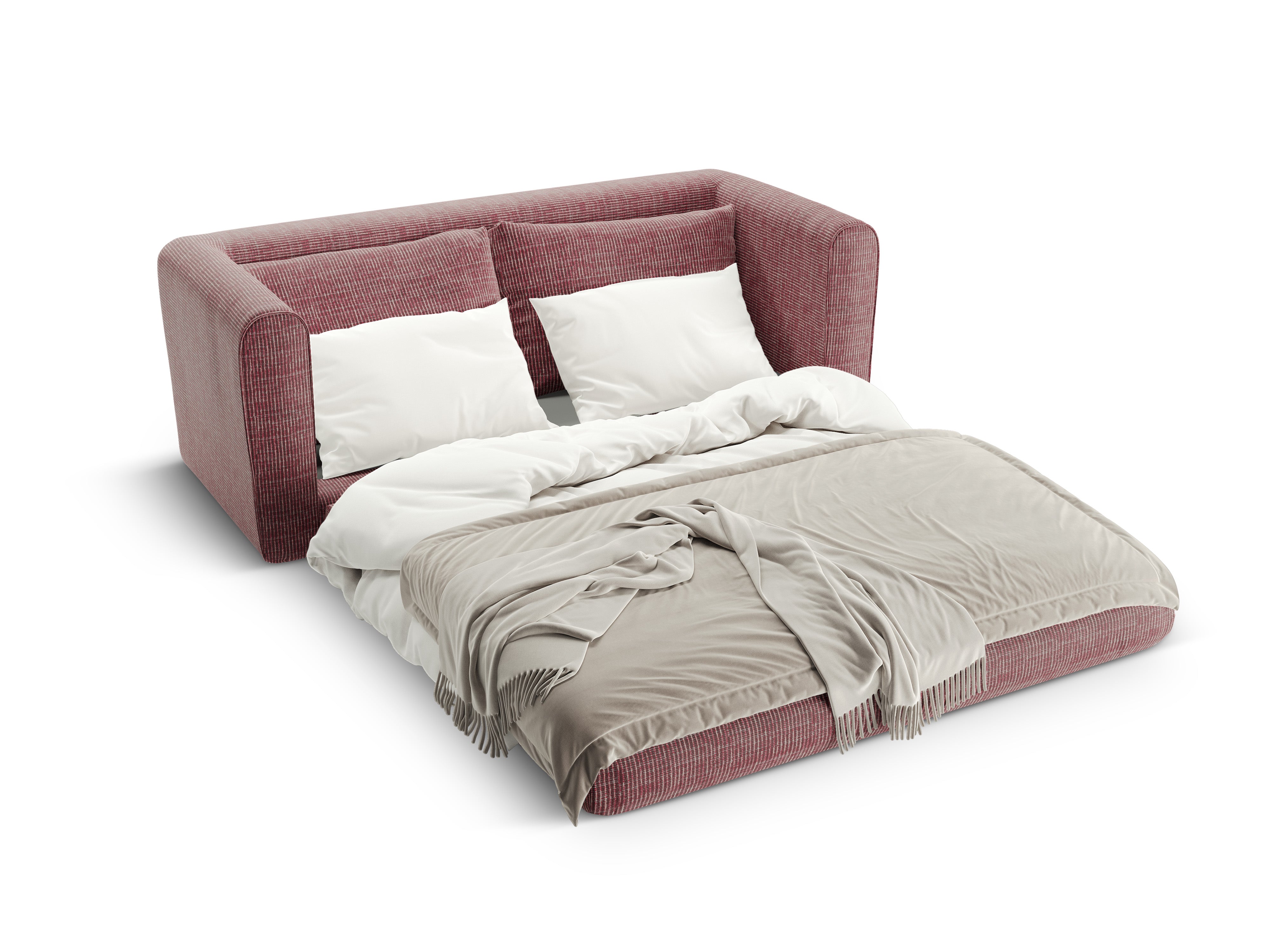2-Seater Sofa with Sleeping Function LIDO Red Melange