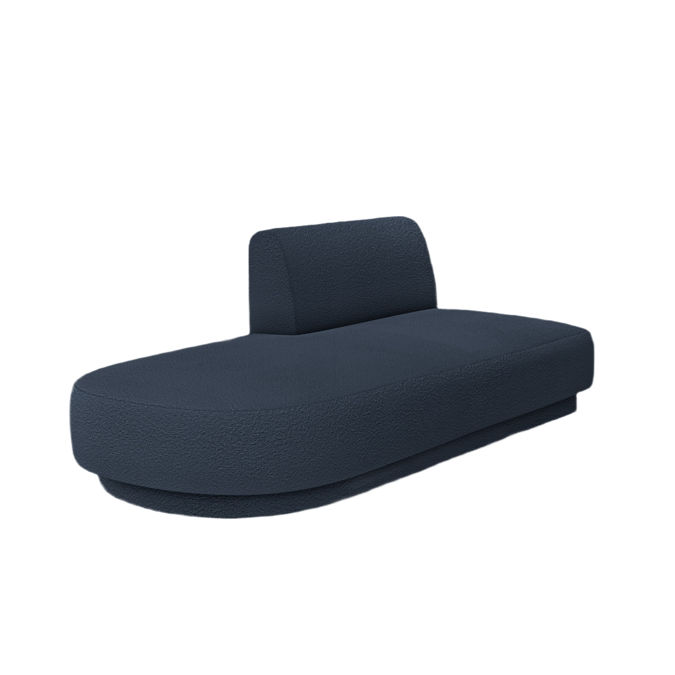 Left-facing 2-seater chaise longue MILEY dark blue boucle