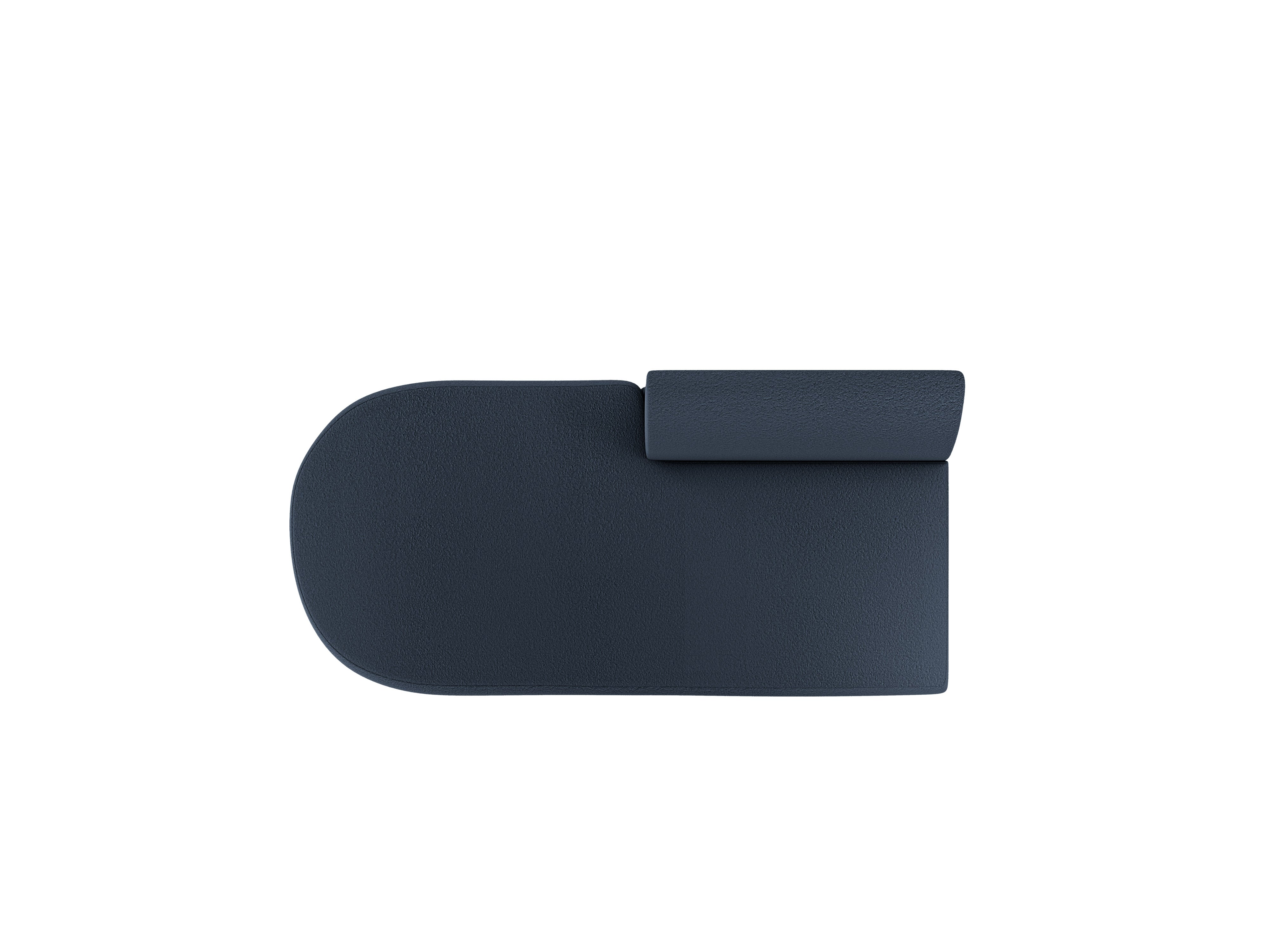 Left-facing 2-seater chaise longue MILEY dark blue boucle