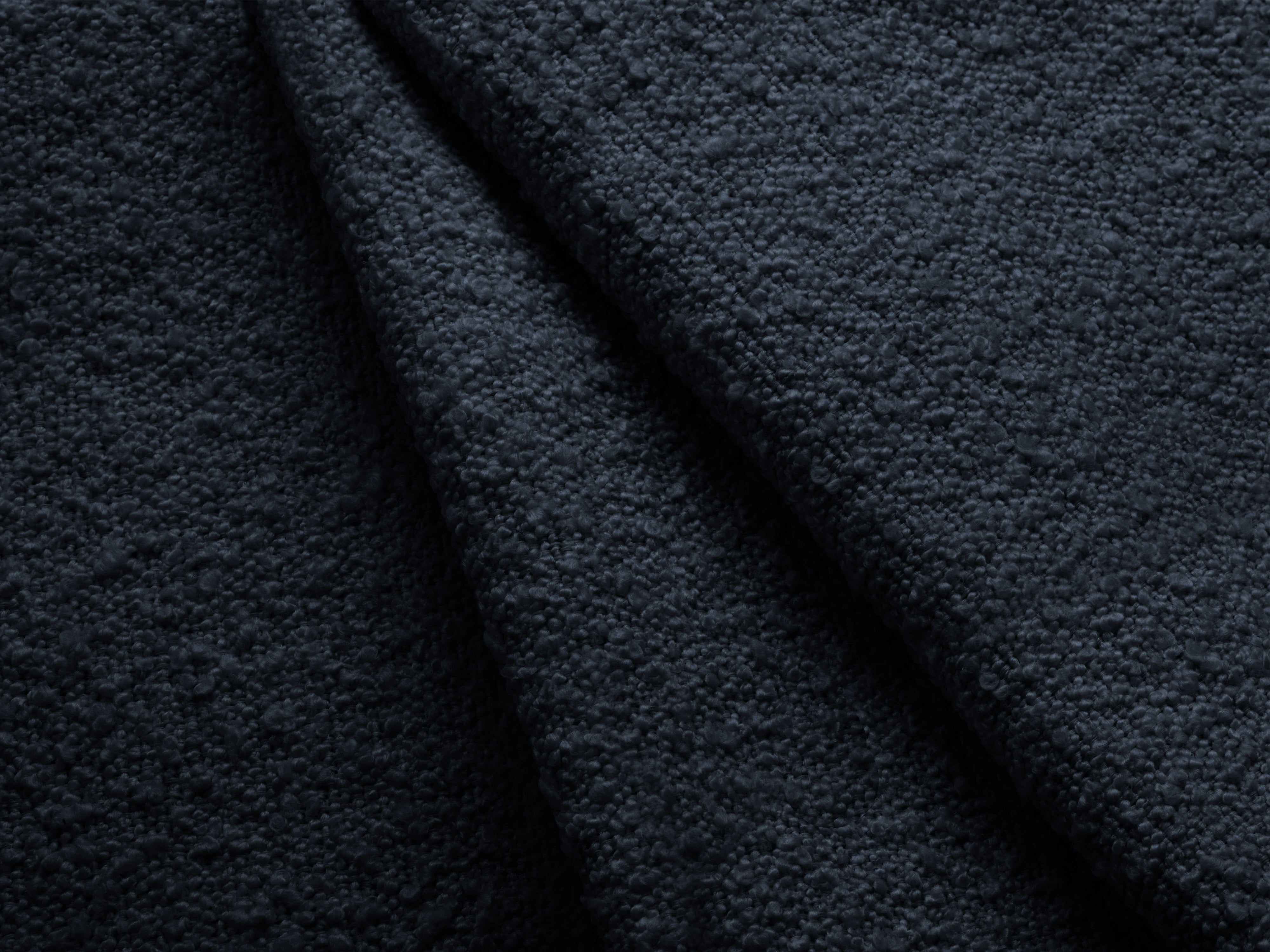 Left-facing 2-seater chaise longue MILEY dark blue boucle