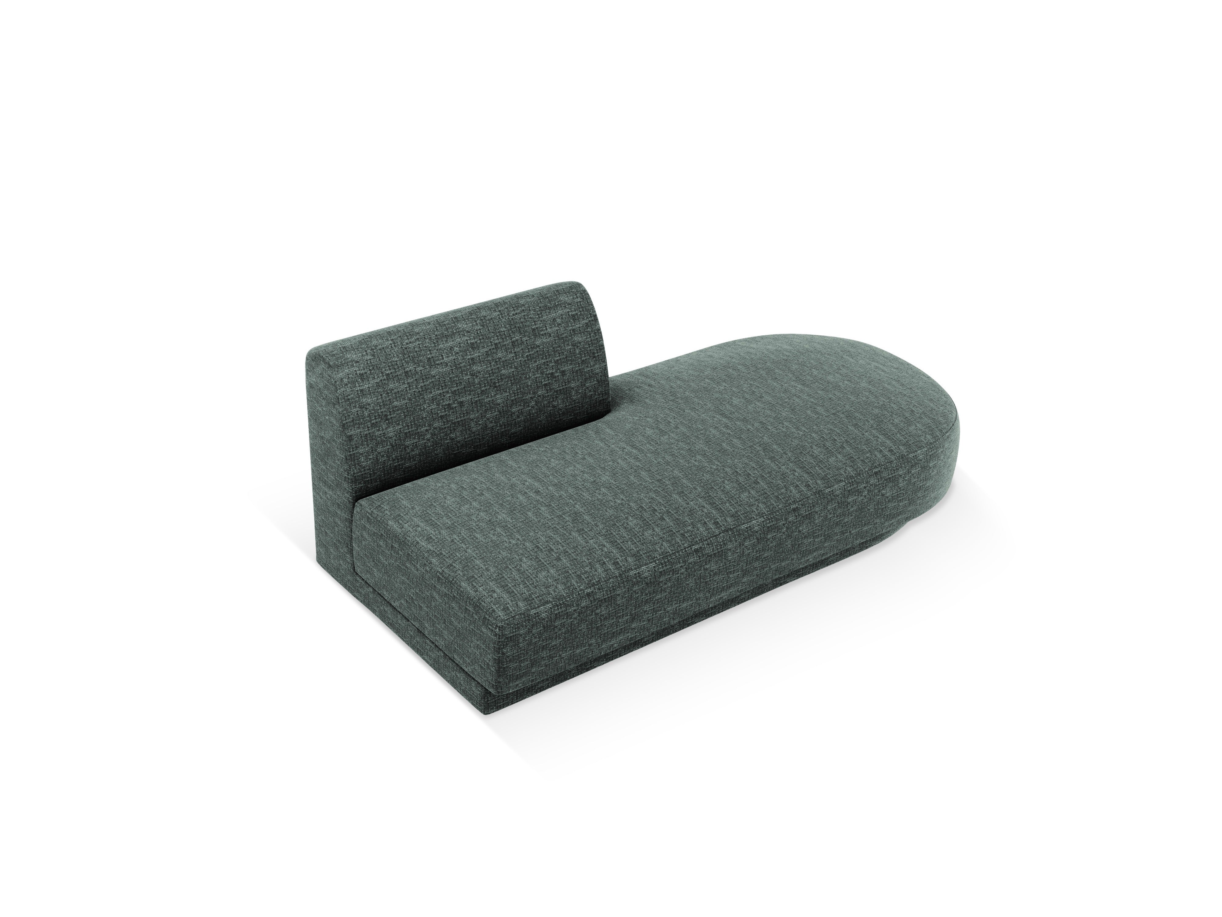 Right-facing 2-seater chaise longue MILEY petrol silky chenille