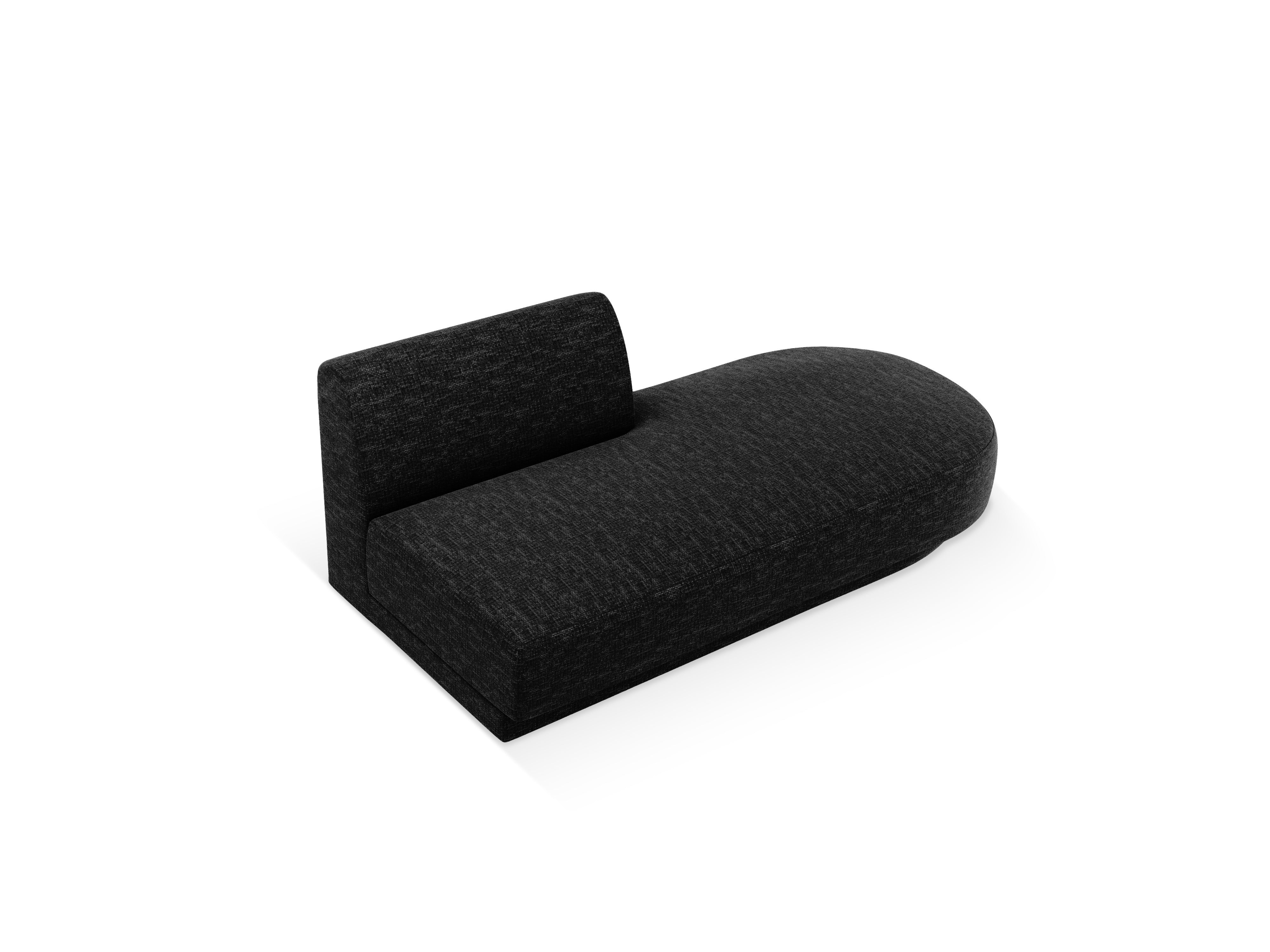 Right-facing 2-seater chaise longue MILEY black chenille