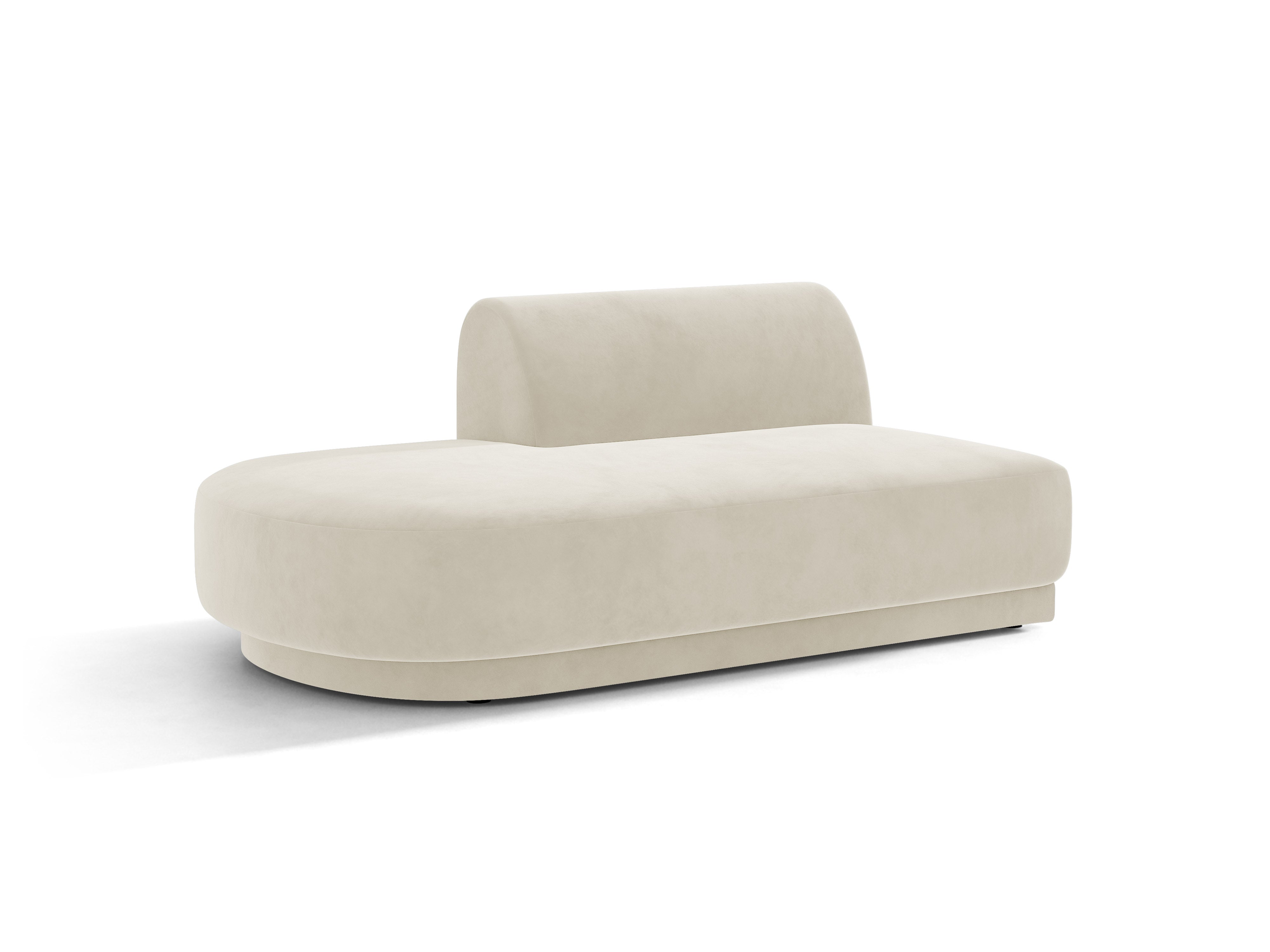 Twee-zits fluwelen linkszijdige chaise longue MILEY lichtbeige