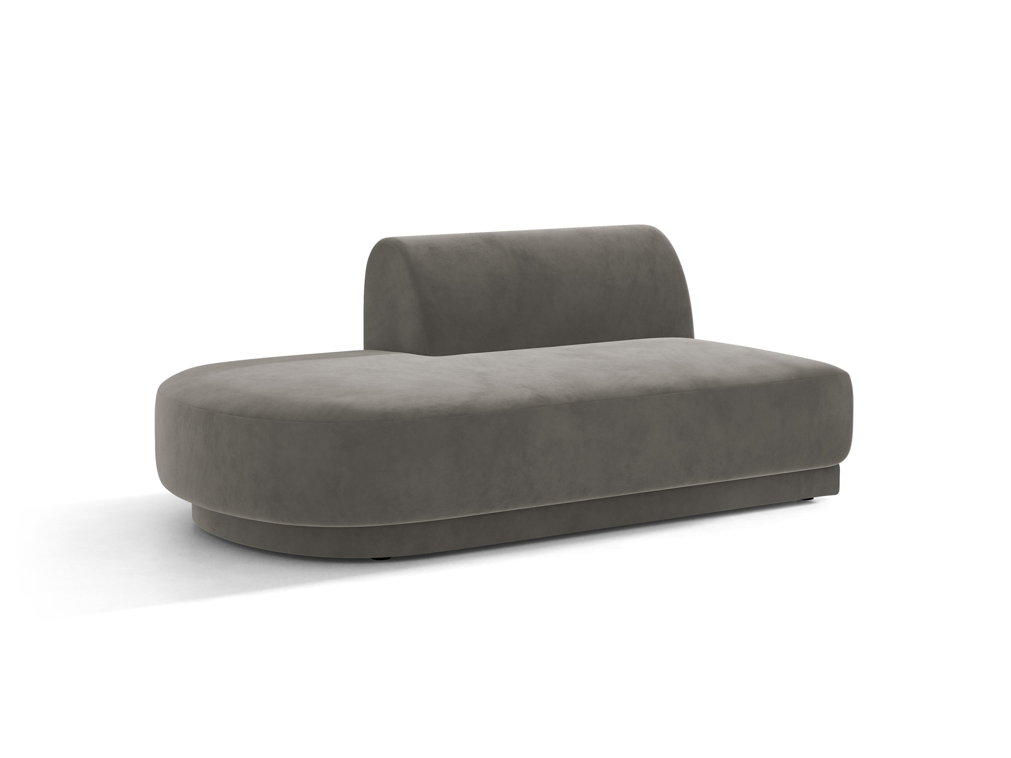 Twee-zits fluwelen linkszijdige chaise longue MILEY lichtgrijs