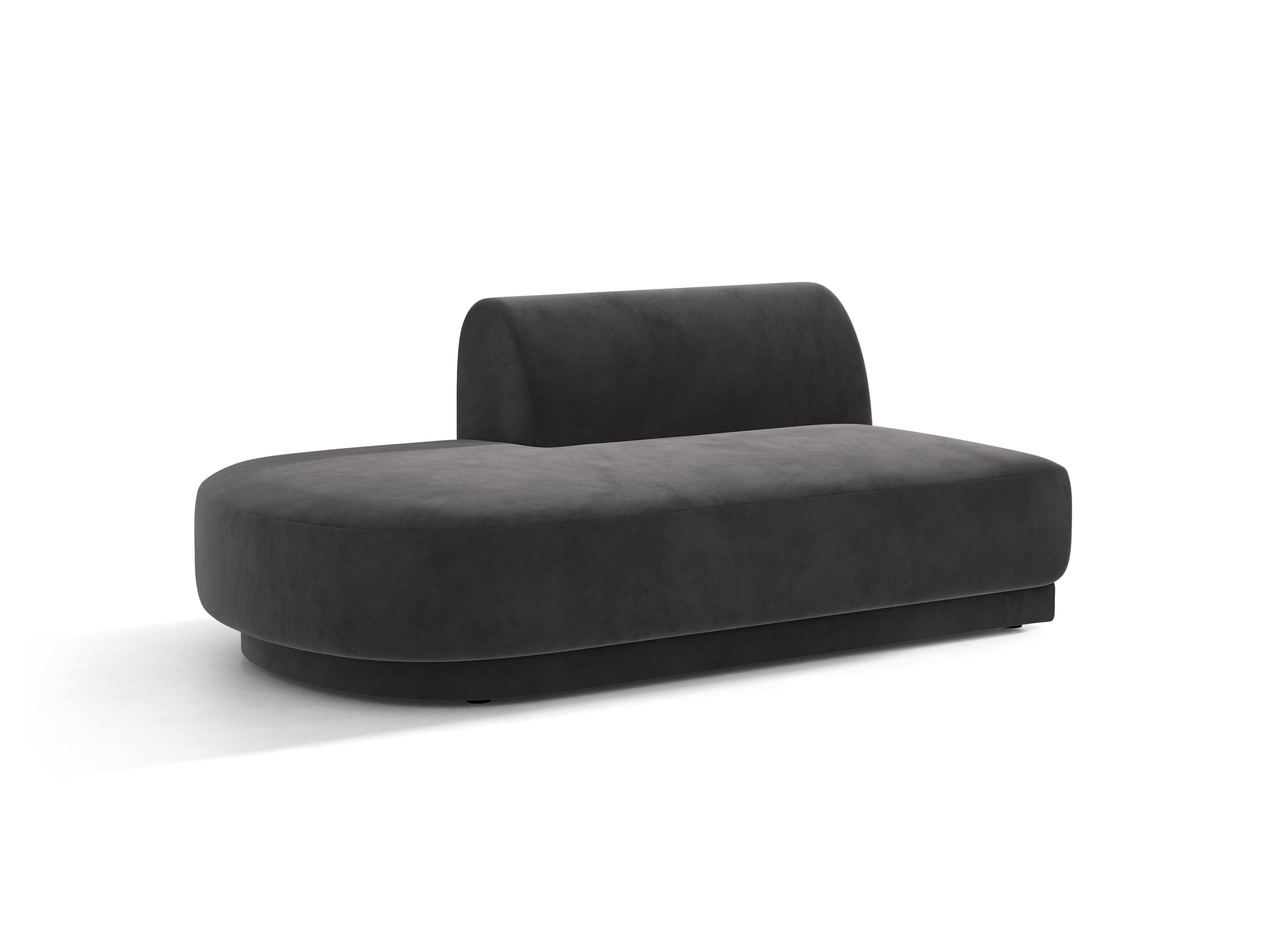 Twee-zits fluwelen linkszijdige chaise longue MILEY grijs