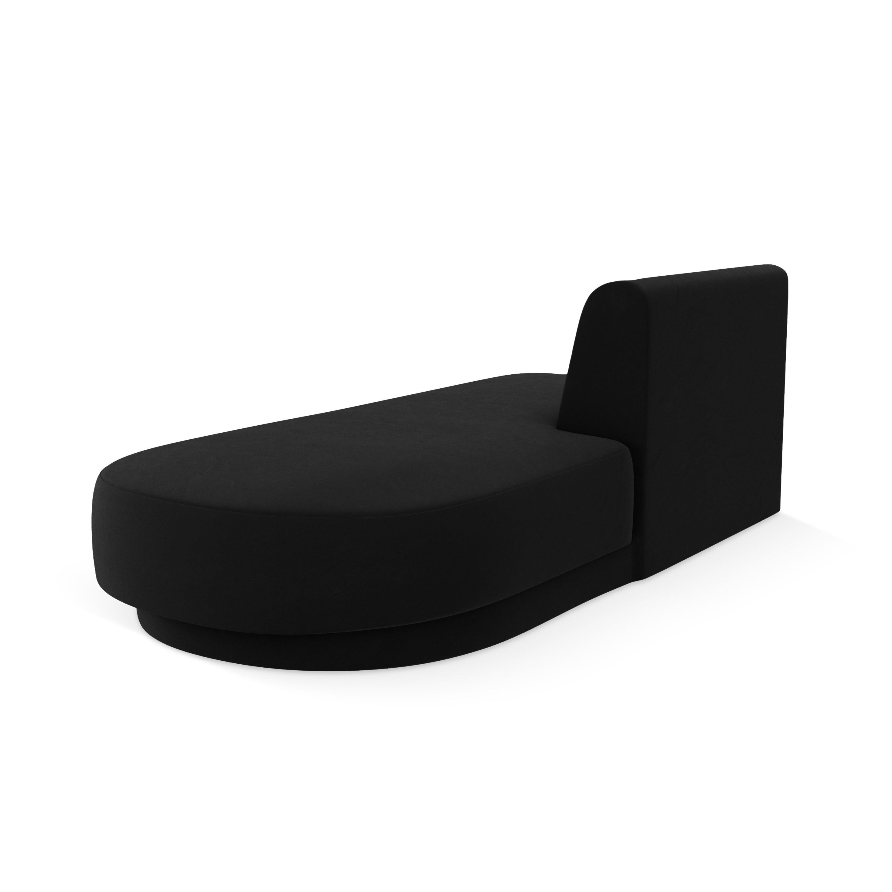 Black velvet right-facing 2-seater chaise longue MILEY