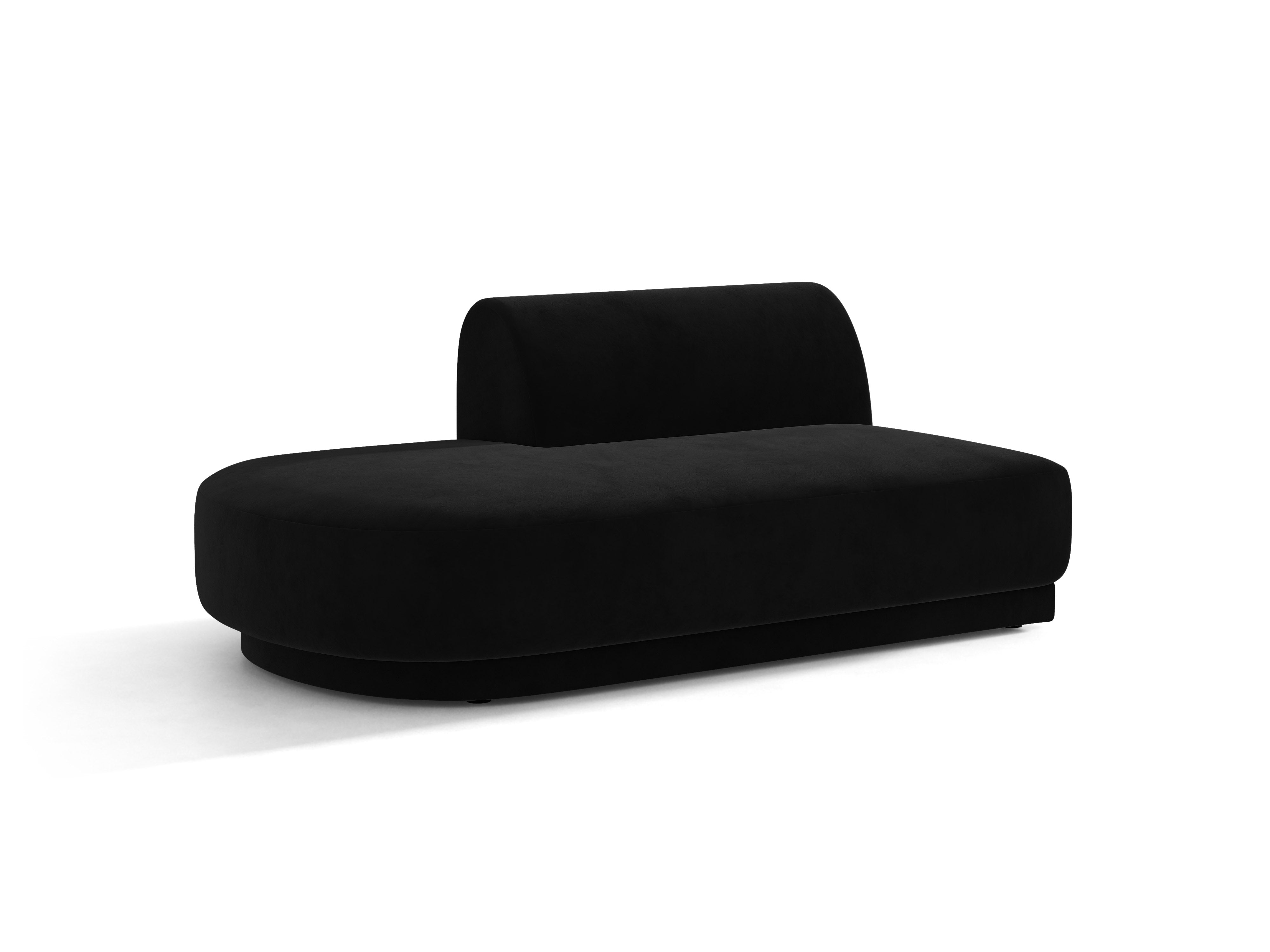 Twee-zits fluwelen linkszijdige chaise longue MILEY zwart