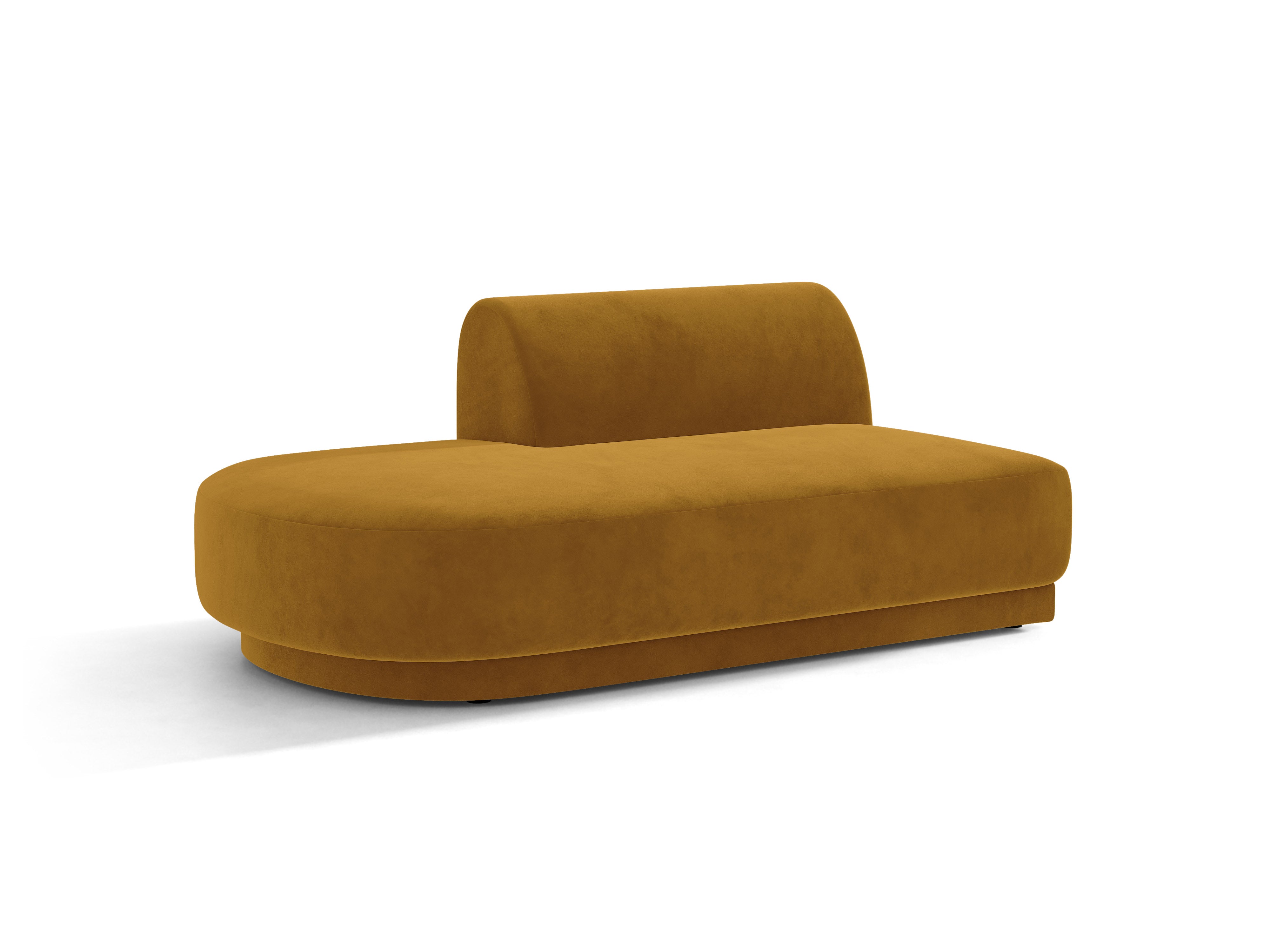 Twee-zits fluwelen linkszijdige chaise longue MILEY geel