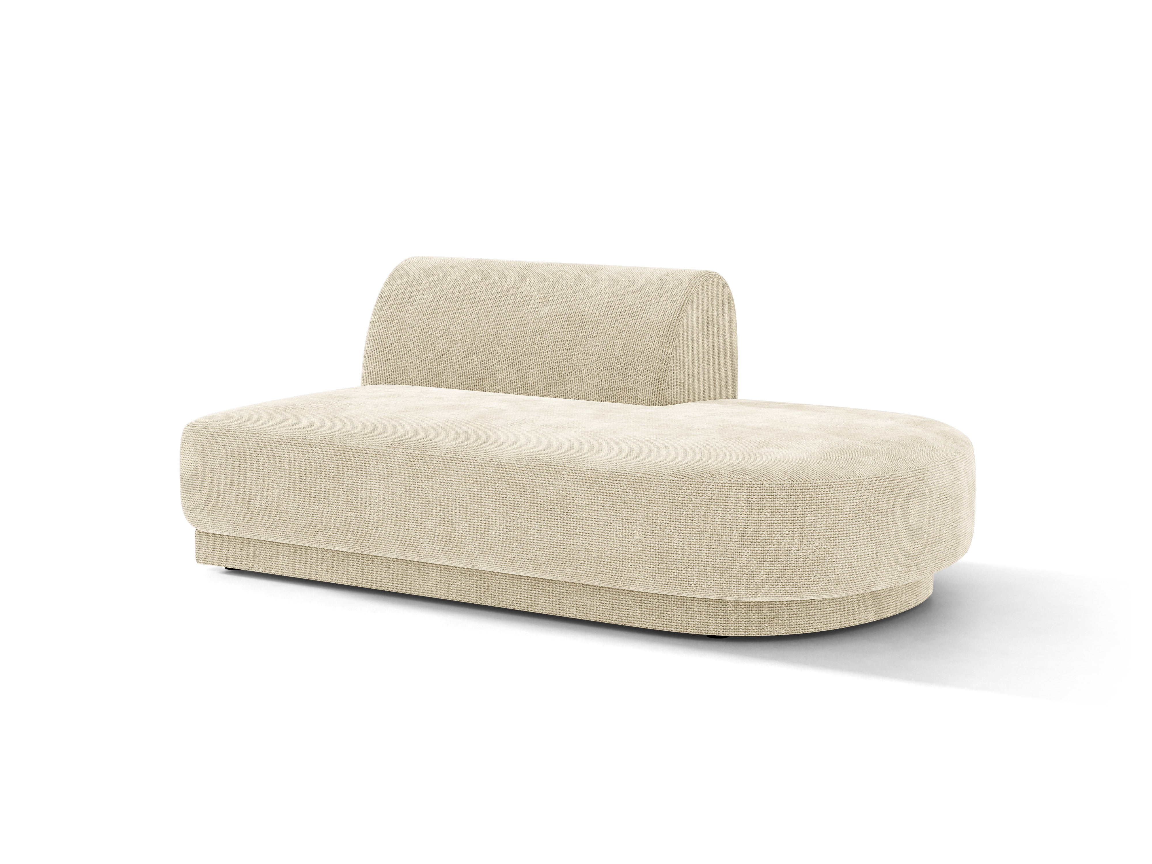 Szezlong 2-persoons rechts MILEY lichtbeige chenille zijdeachtig