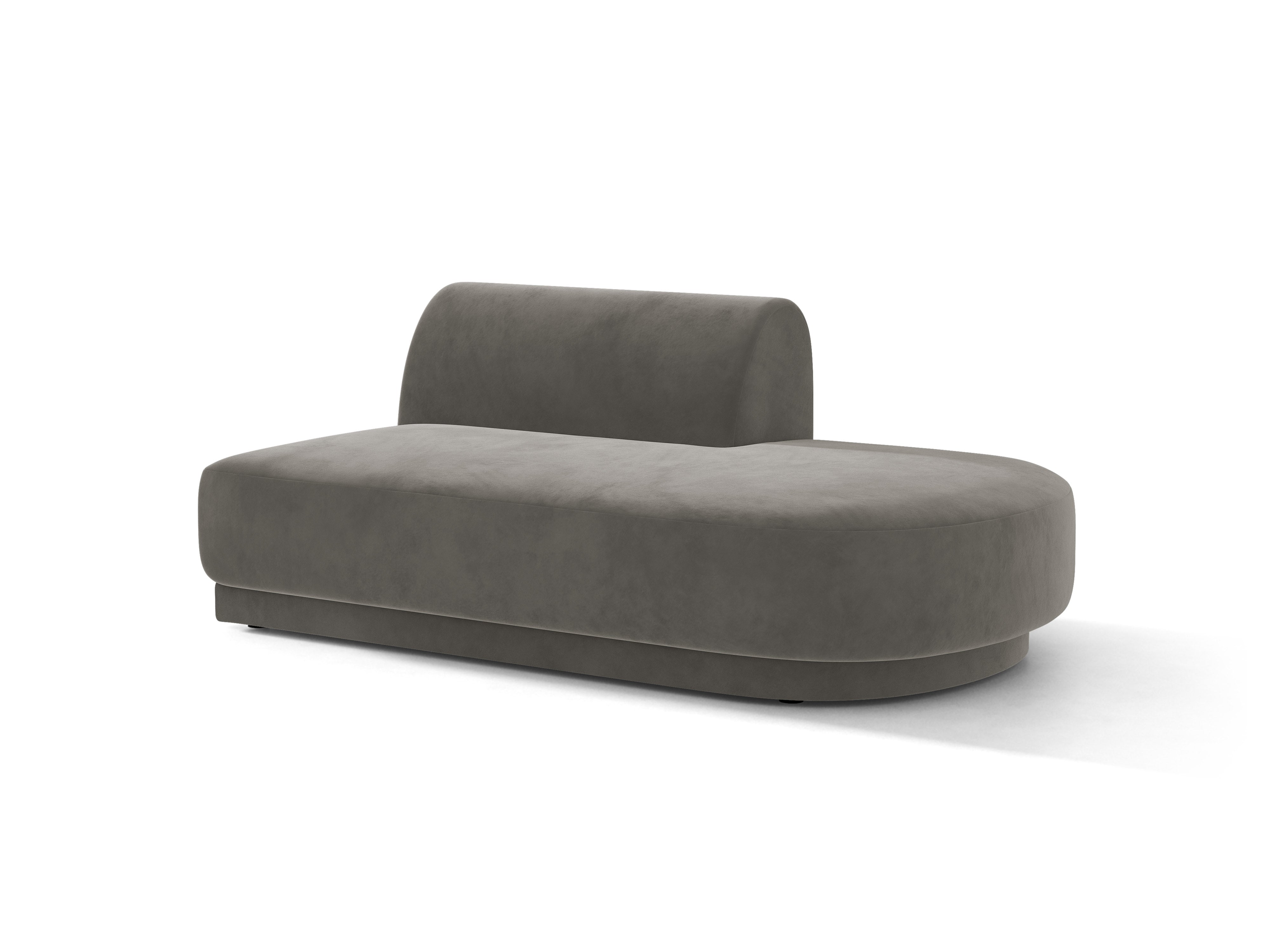 Twee-zits fluwelen chaise longue rechts MILEY lichtgrijs