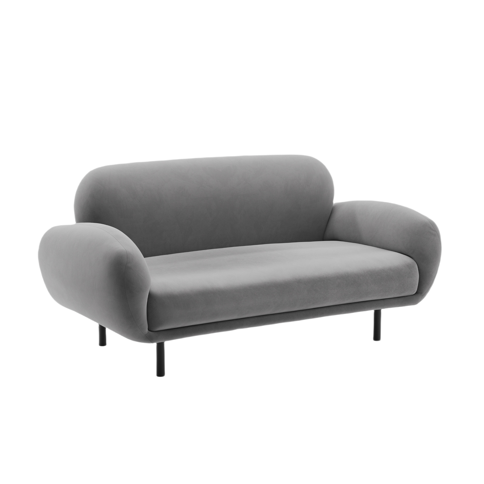 Velvet 2-Seater Sofa POPPY Light Gray