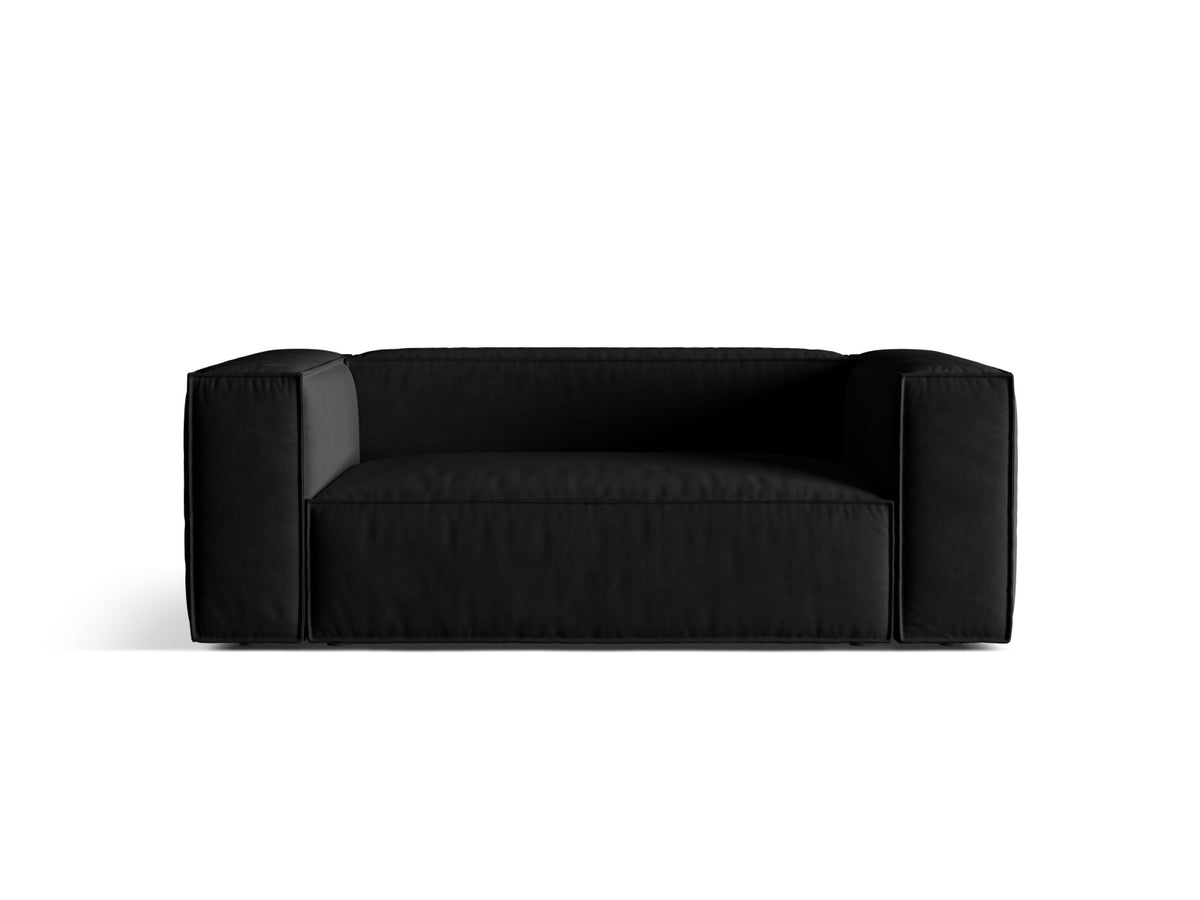 Sofa aksamitna 2-osobowa NURIA czarny – Micadoni