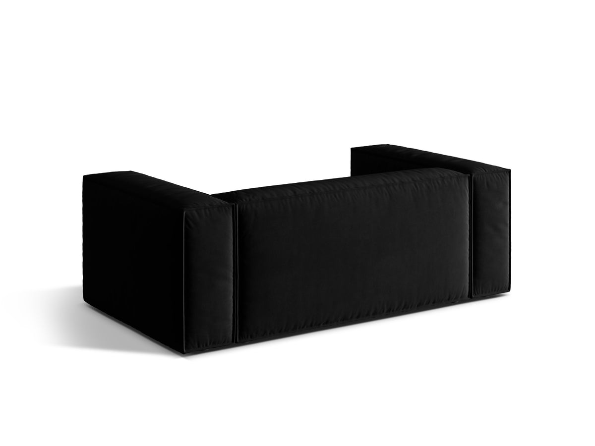 Sofa aksamitna 2-osobowa NURIA czarny – ujęcie tylne