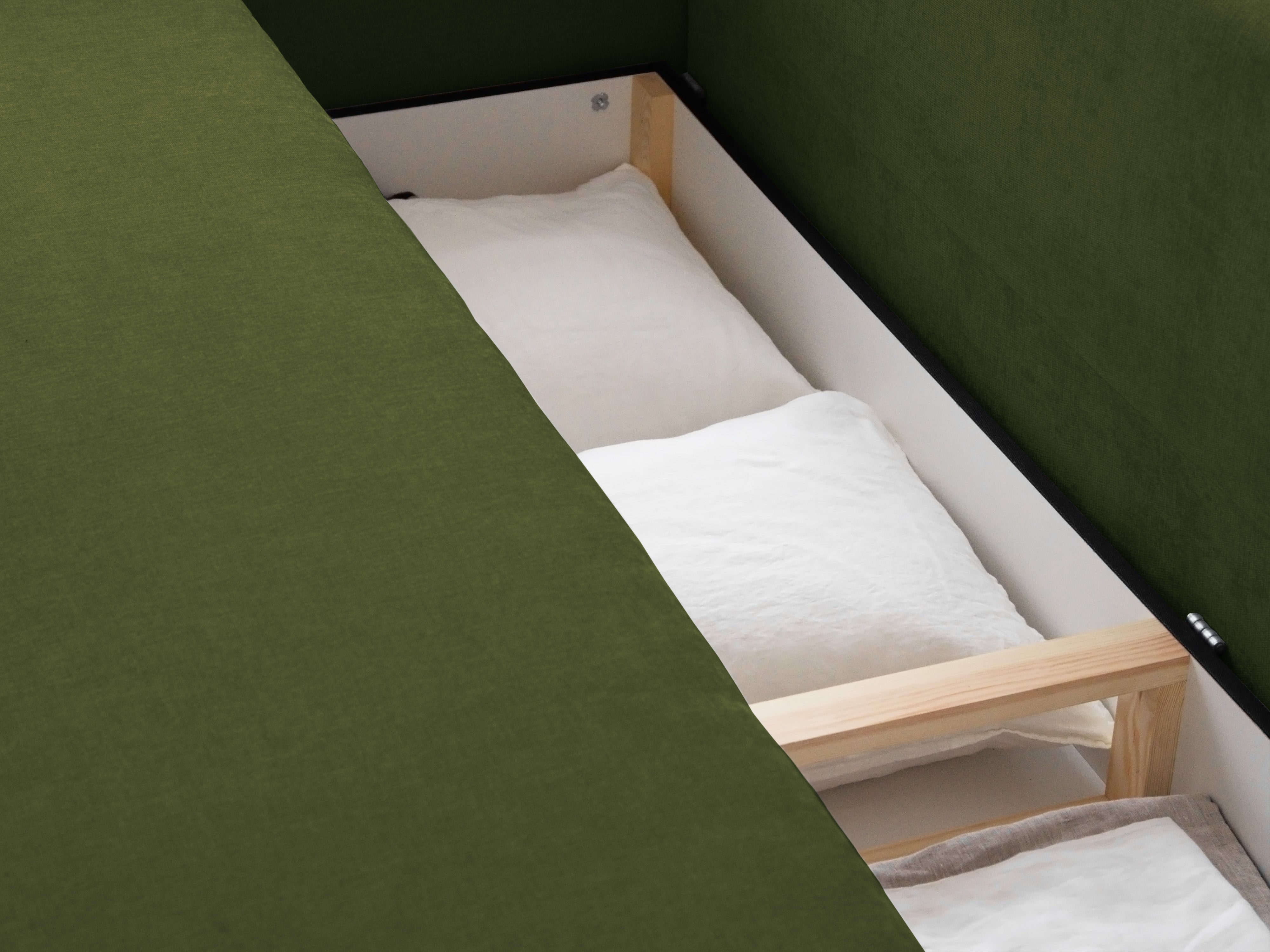 ELEN green chenille sofa with sleeping function