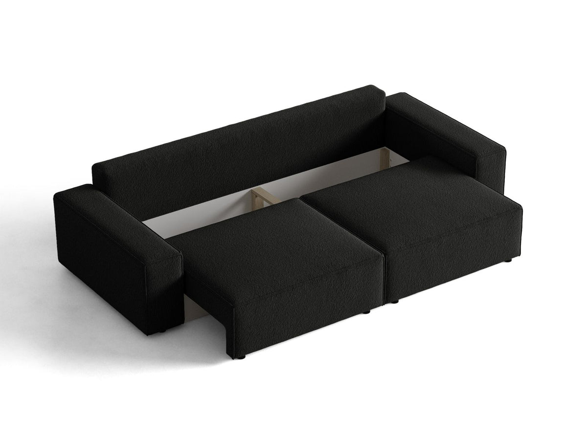 Sofa 3-osobowa z funkcją spania JODIE czarny boucle – ujęcie 6