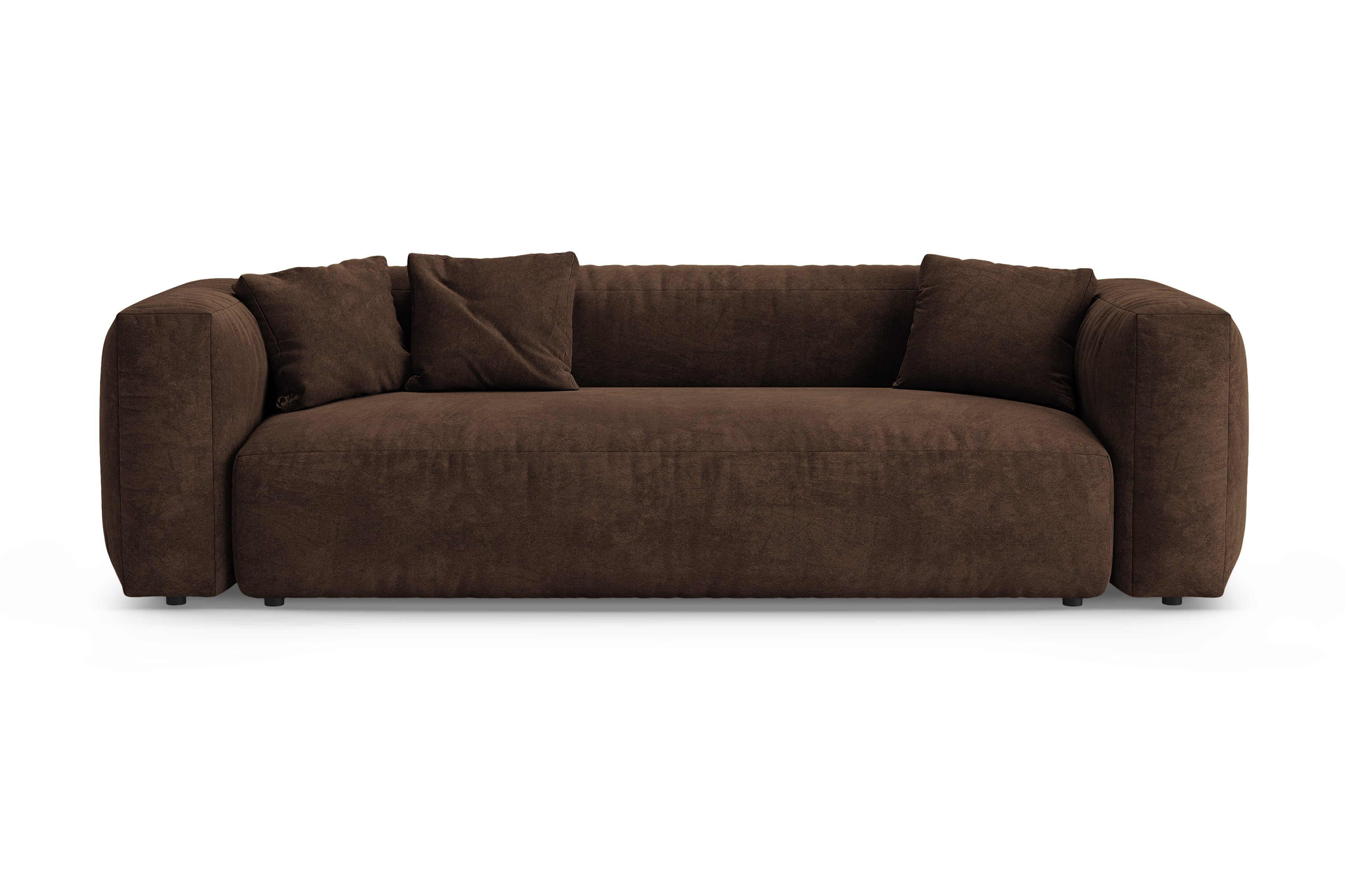 Sofa van fluweel voor 3 personen met slaapfunctie MARTINA in chocoladebruin