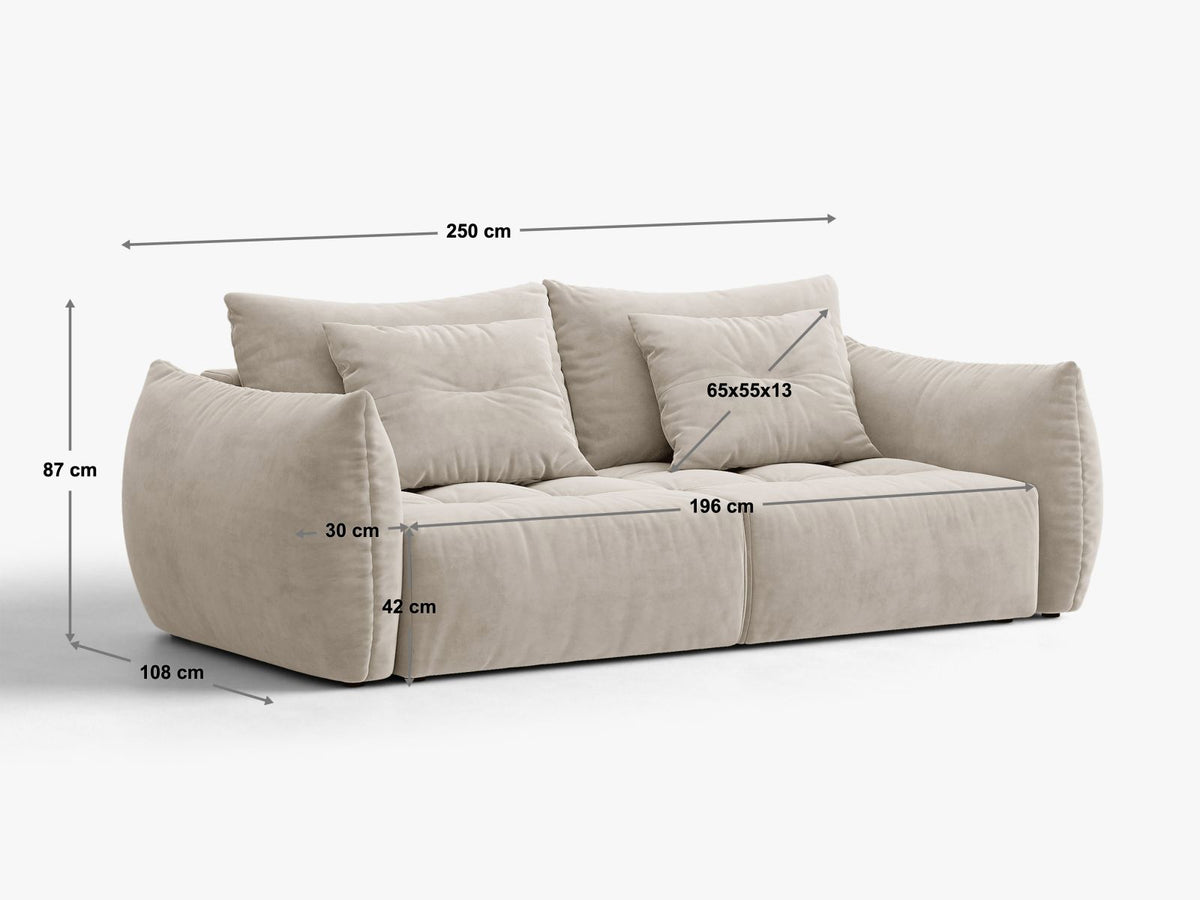 Sofa 3-osobowa z funkcją spania BLOOM kasztanowy – ujęcie 11
