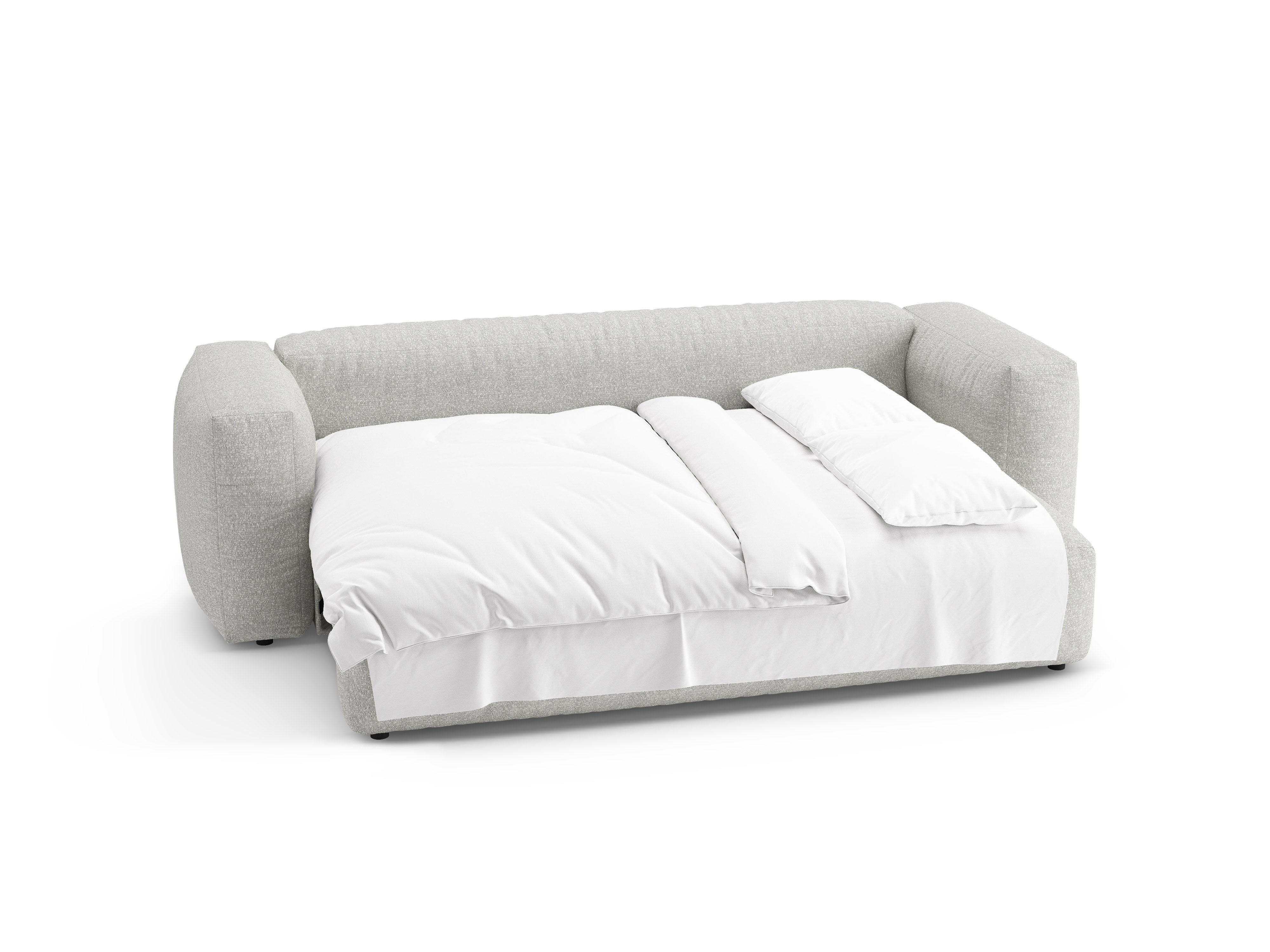 Sofa 3-zits met slaapfunctie MARTINA grijsbeige melange boucle