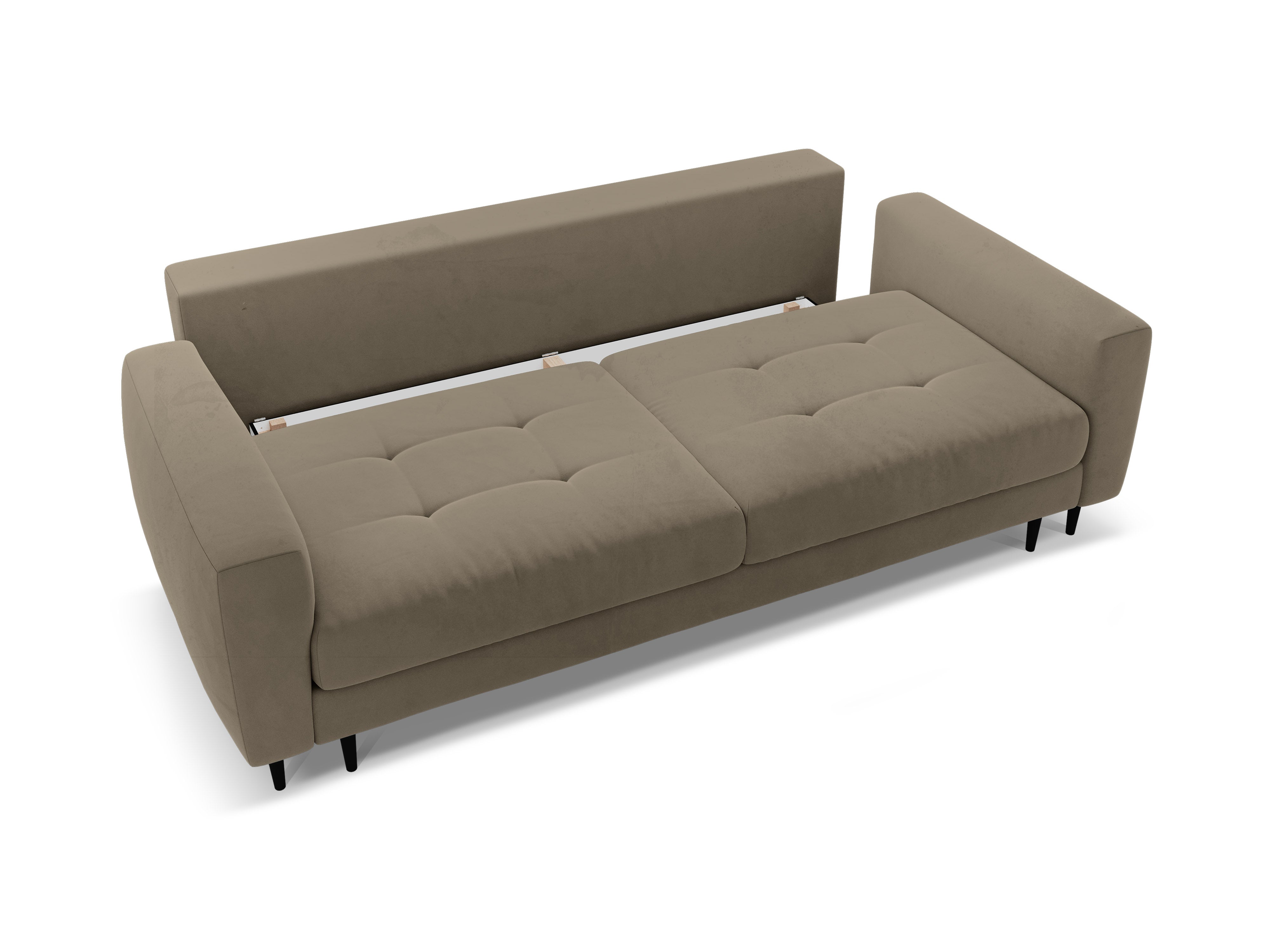 Sofa van fluweel voor 3 personen met slaapfunctie BEMY grijsbruin