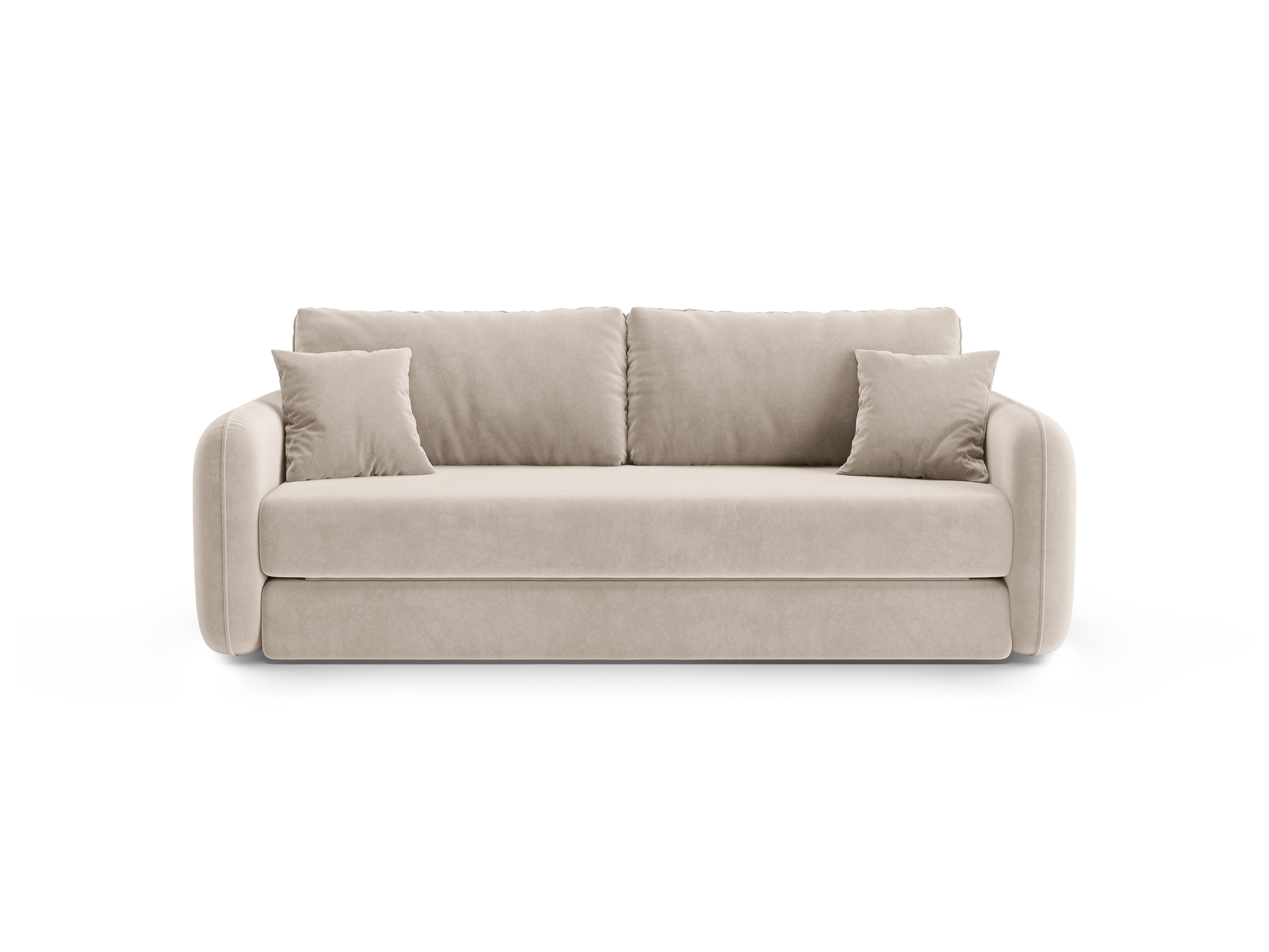 Beige 3-Seater Velvet Sofa with Sleeping Function DORMI