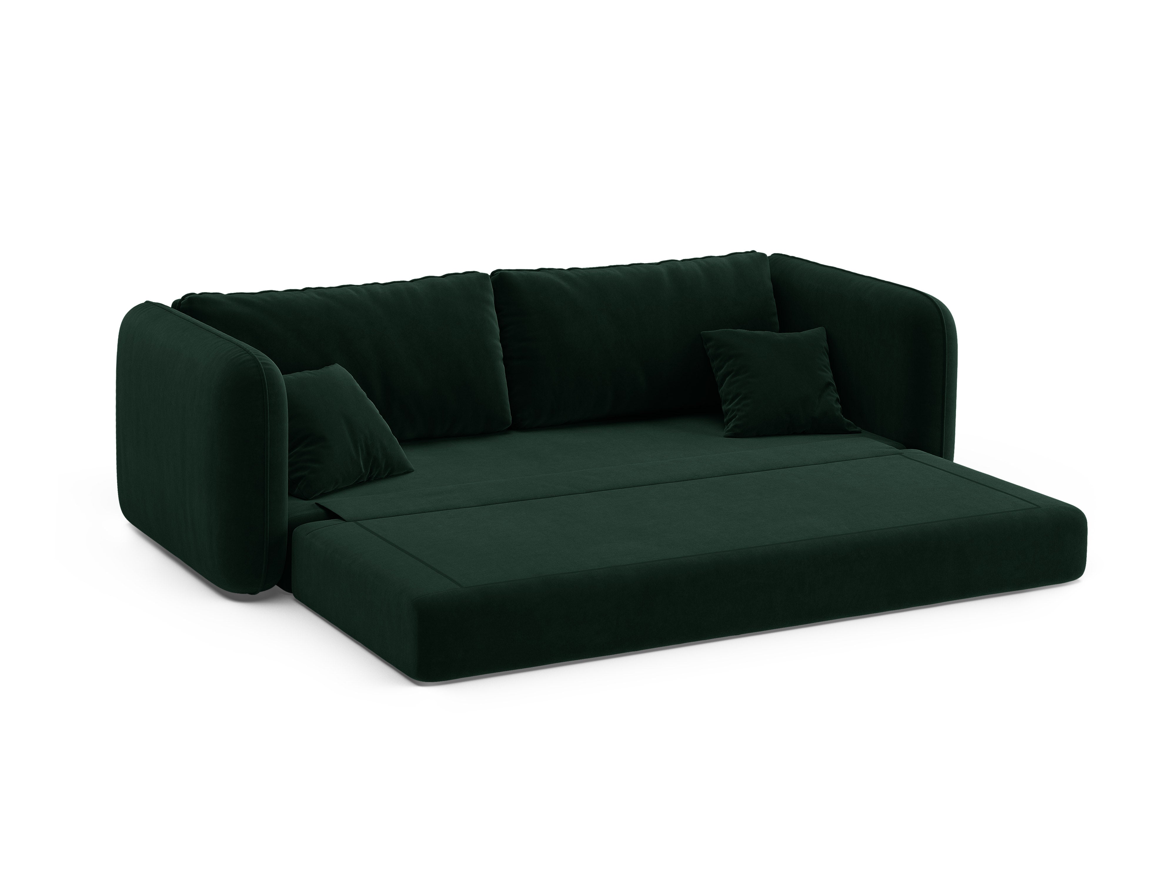 Velvet 3-Seater Sofa with Sleeping Function DORMI in Bottle Green