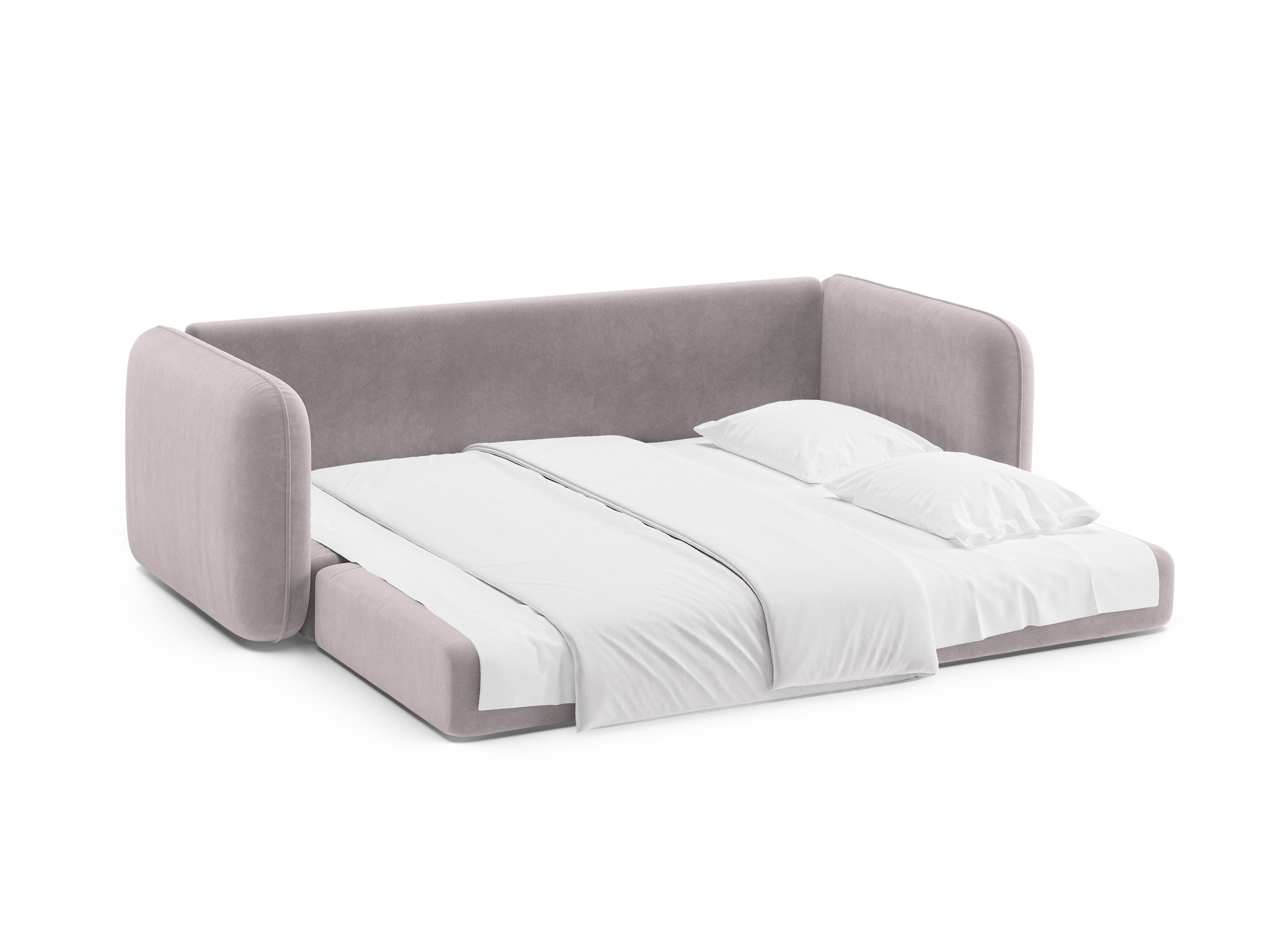 Velvet 3-Seater Sofa with Sleeping Function DORMI Light Gray