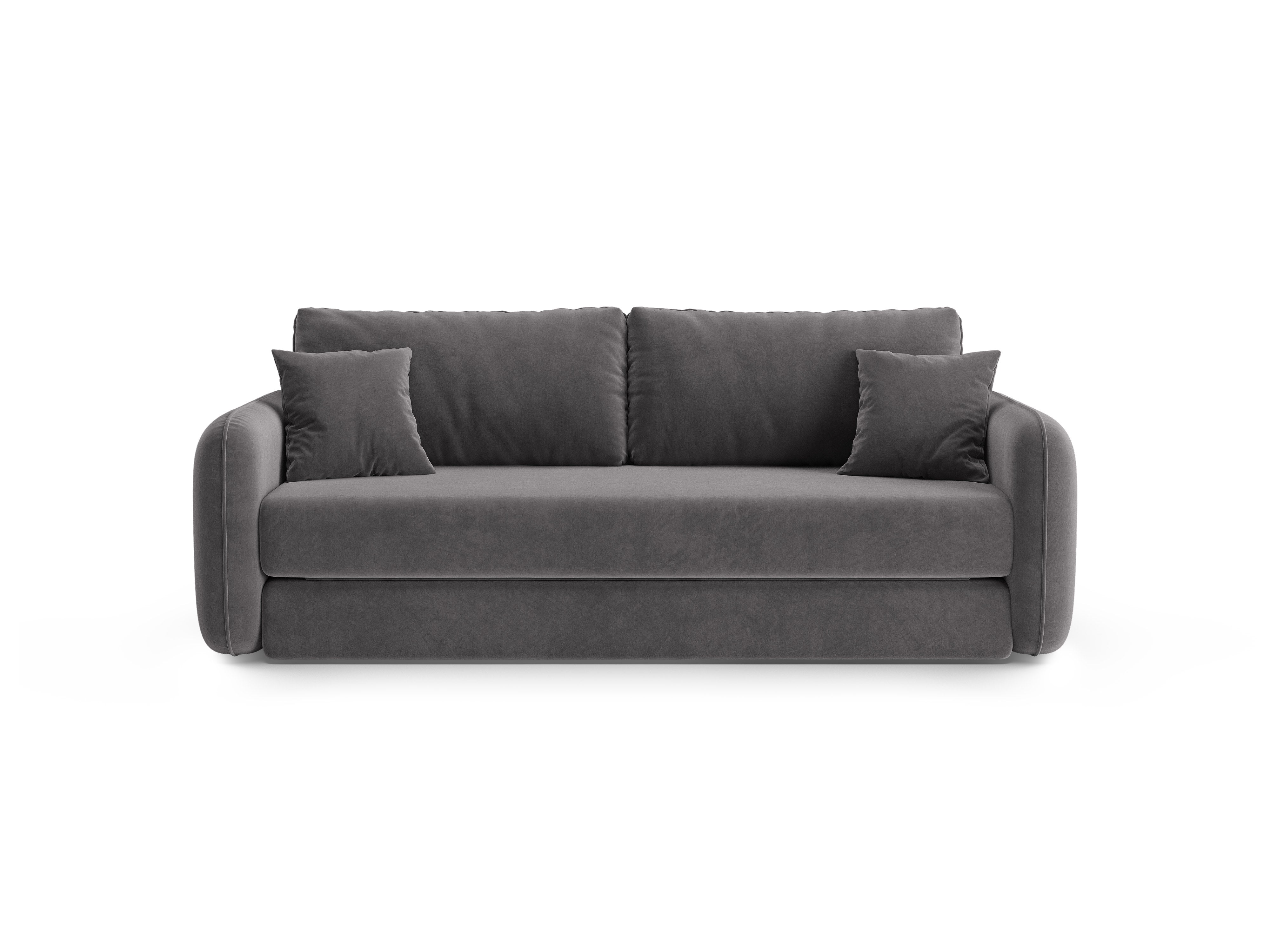 Sofa van fluweel voor 3 personen met slaapfunctie DORMI donkergrijs