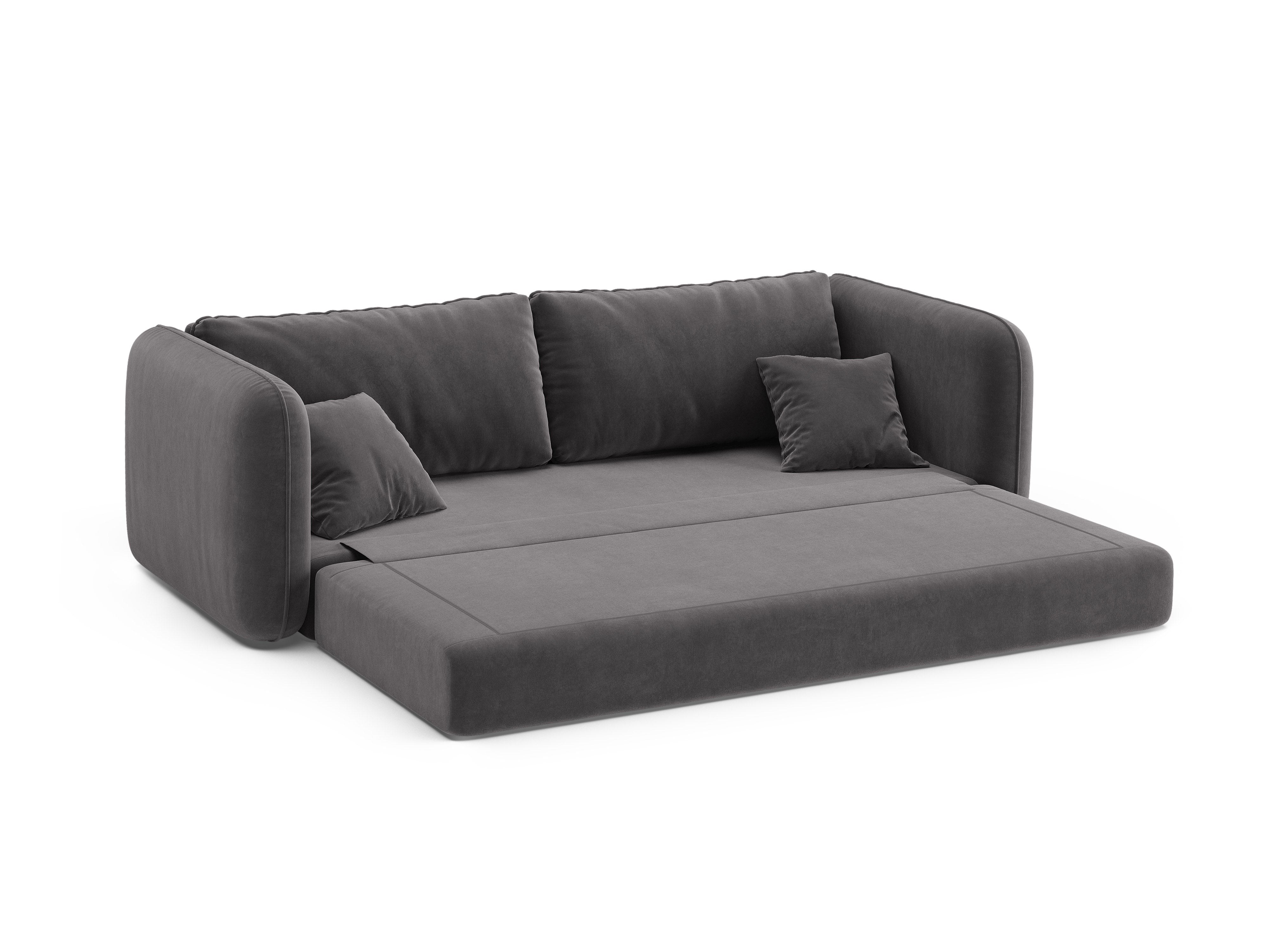 Sofa van fluweel voor 3 personen met slaapfunctie DORMI donkergrijs