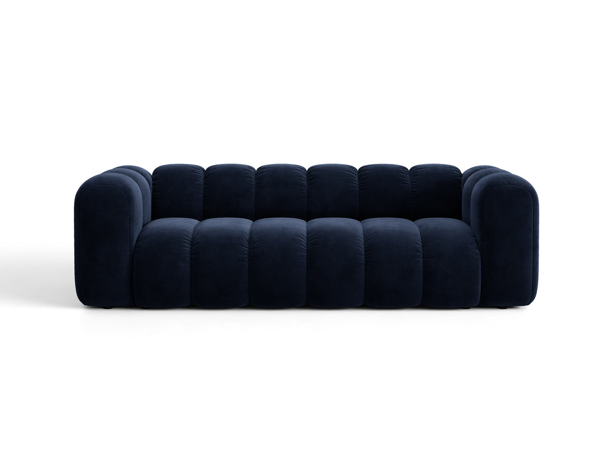Sofa aksamitna 3-osobowa z funkcją spania LUPINE granatowy – Micadoni