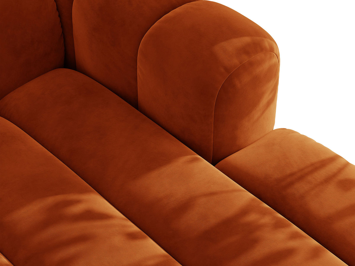 Sofa aksamitna 3-osobowa z funkcją spania LUPINE ceglany – ujęcie 7
