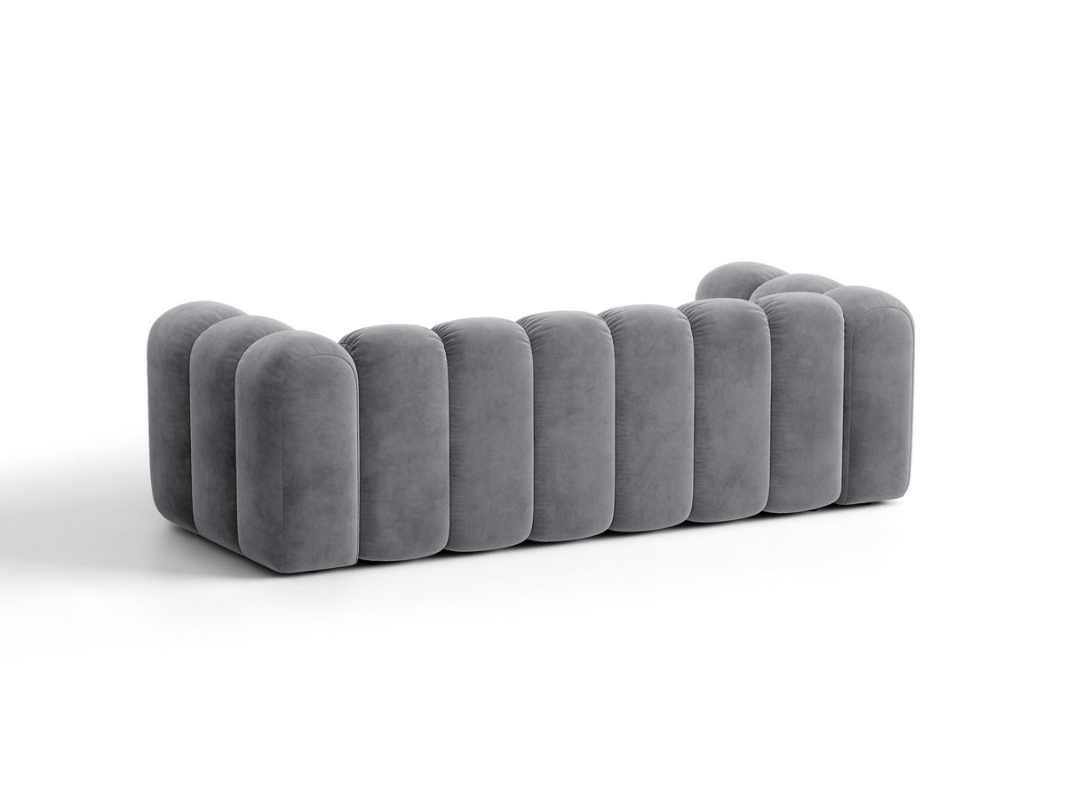 Sofa aksamitna 3-osobowa z funkcją spania LUPINE szary – ujęcie 5