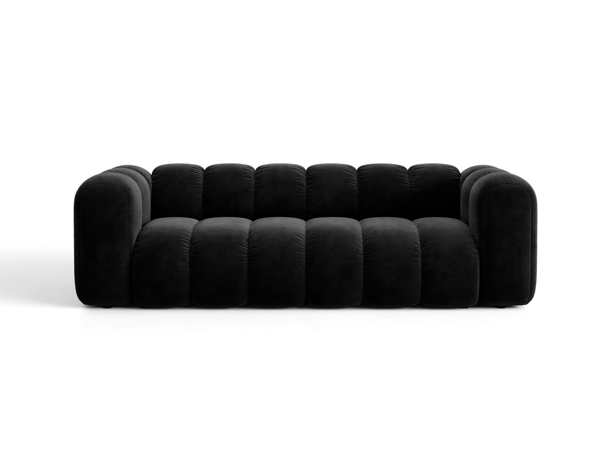 Sofa aksamitna 3-osobowa z funkcją spania LUPINE czarny – Micadoni