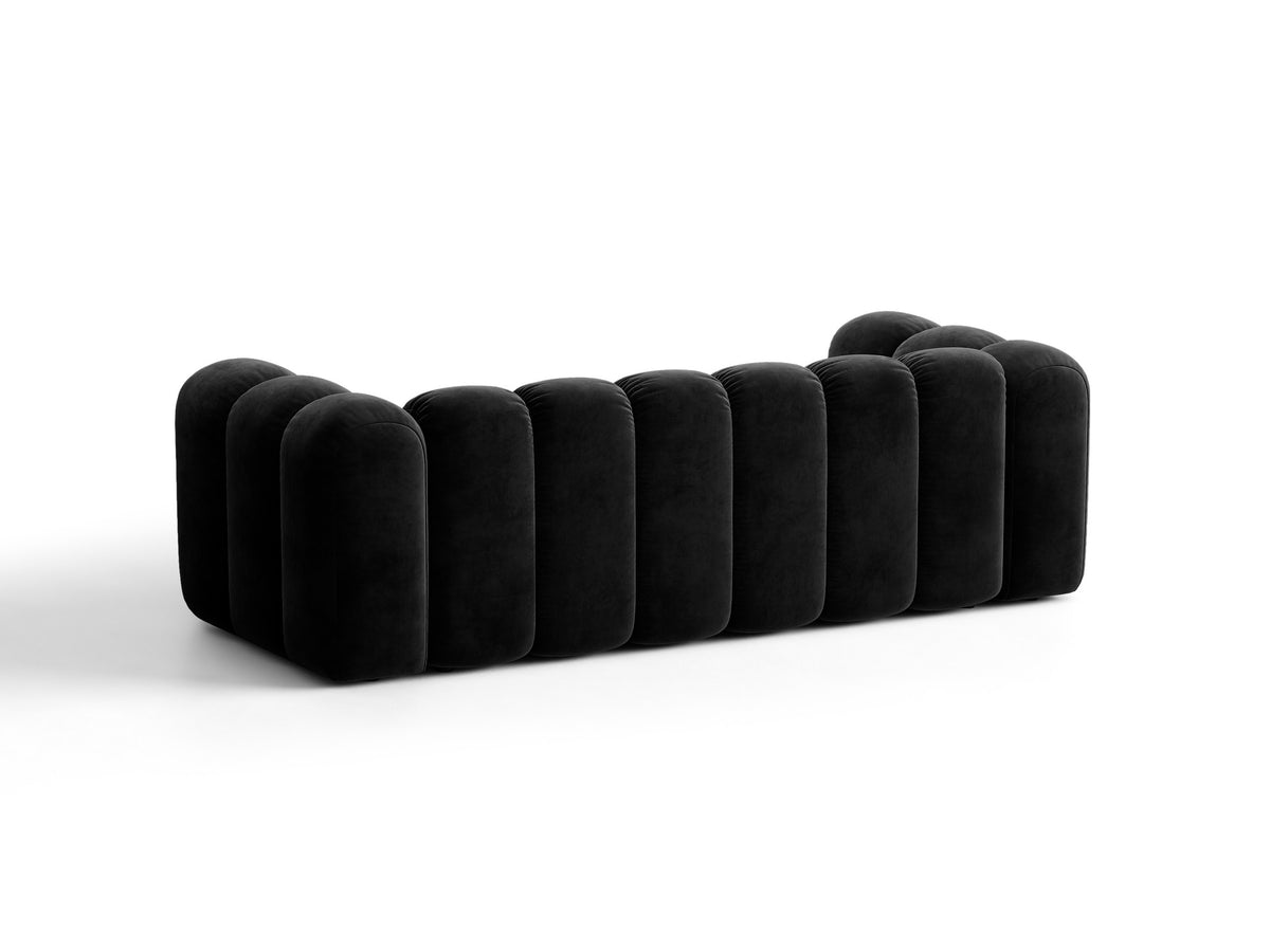 Sofa aksamitna 3-osobowa z funkcją spania LUPINE czarny – ujęcie 5