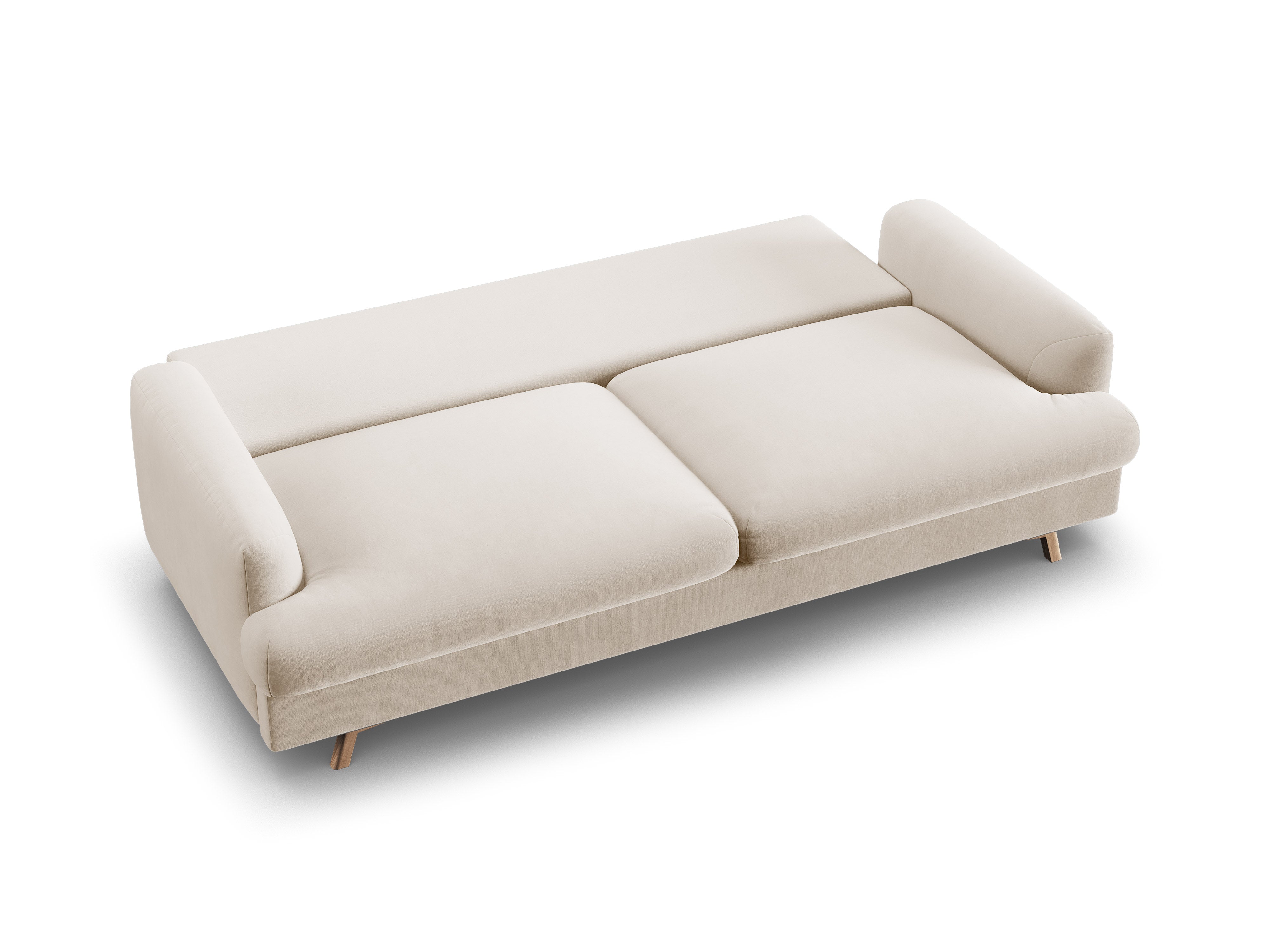 Sofa aus Samt 3-sitzig mit Schlaf-Funktion NAOMI beige