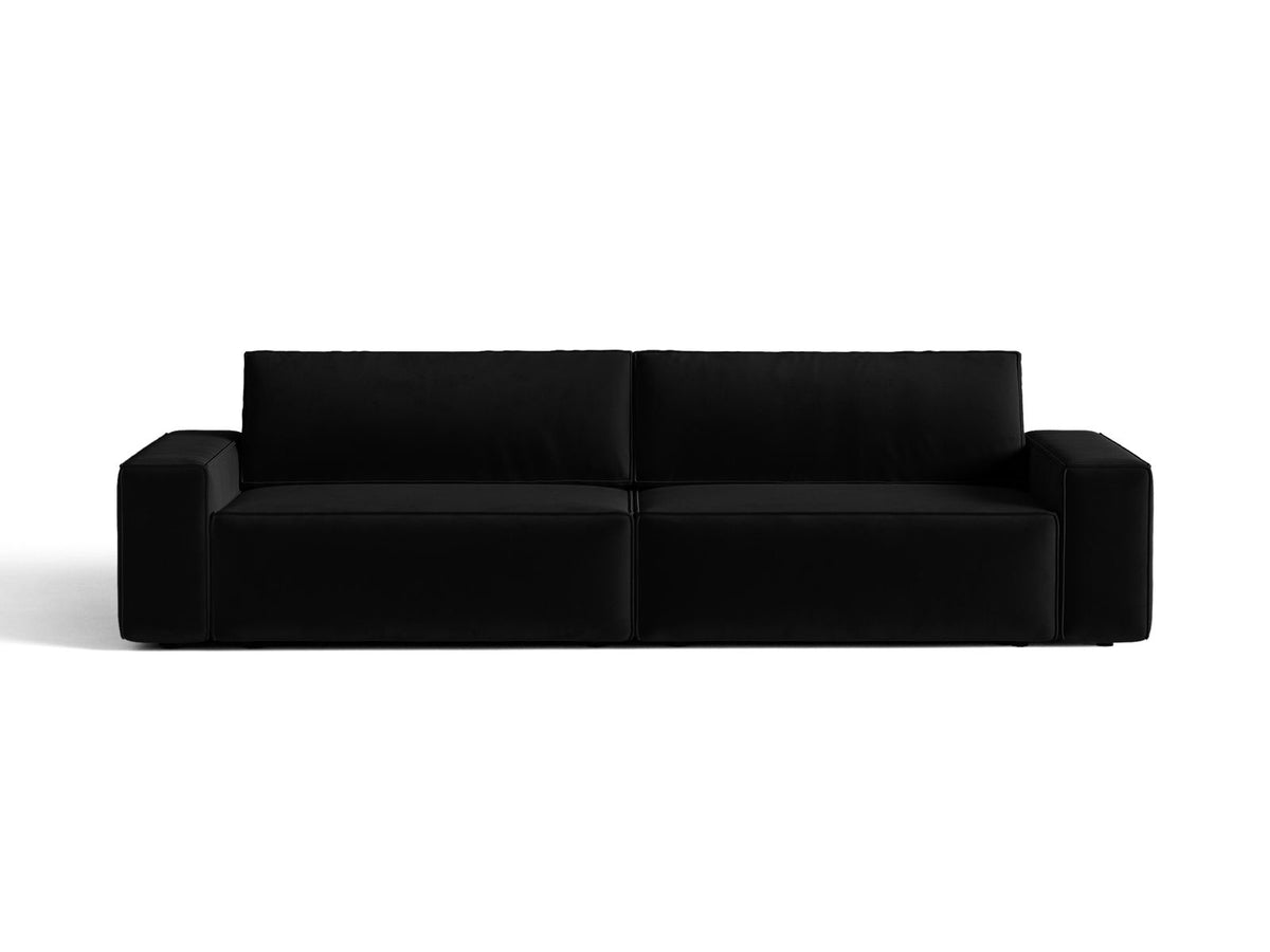 Sofa aksamitna 3-osobowa z funkcją spania JODIE czarny – Micadoni