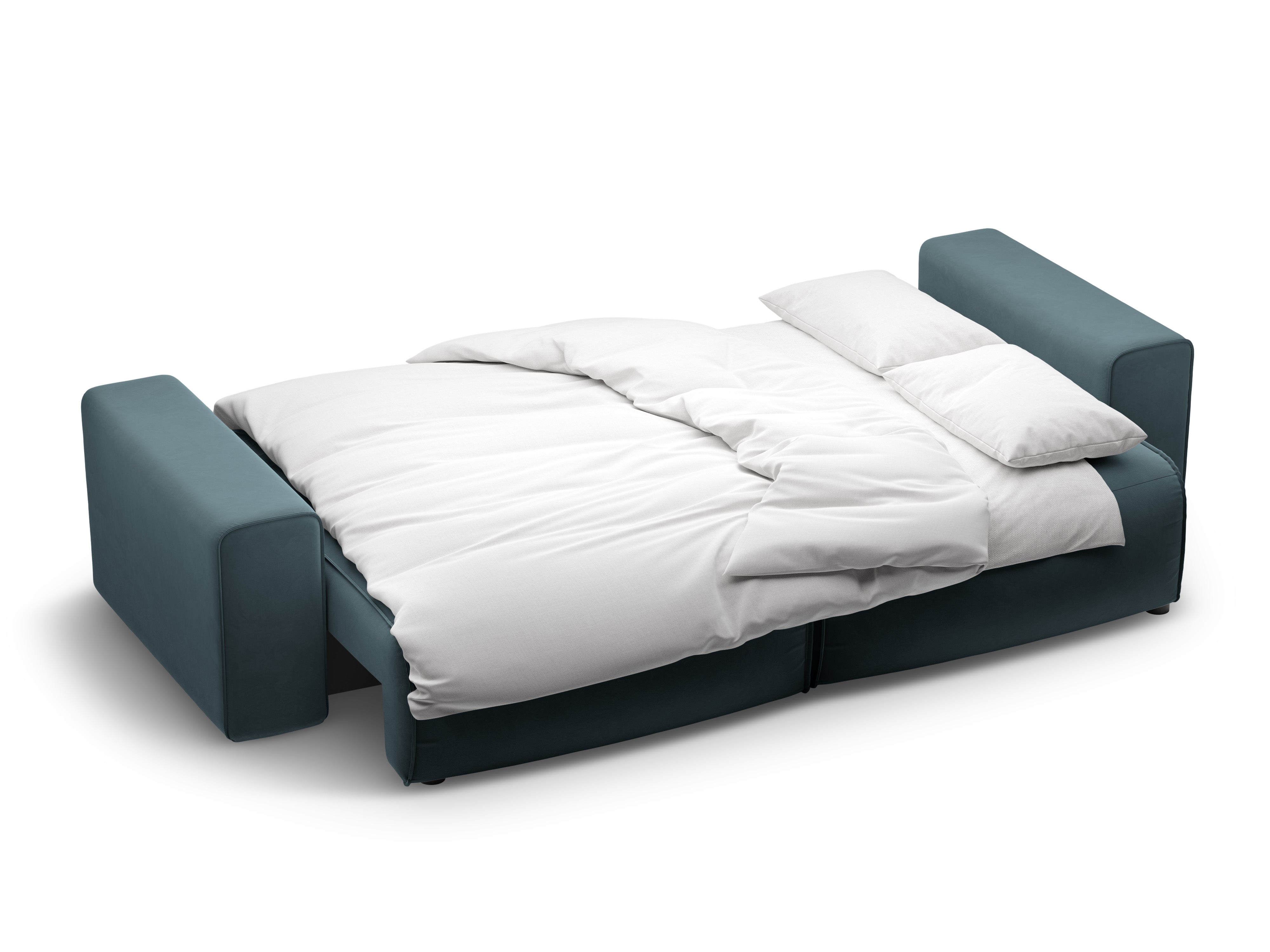 Sofa aus Samt für 3 Personen mit Schlaf-Funktion VICTOR blau