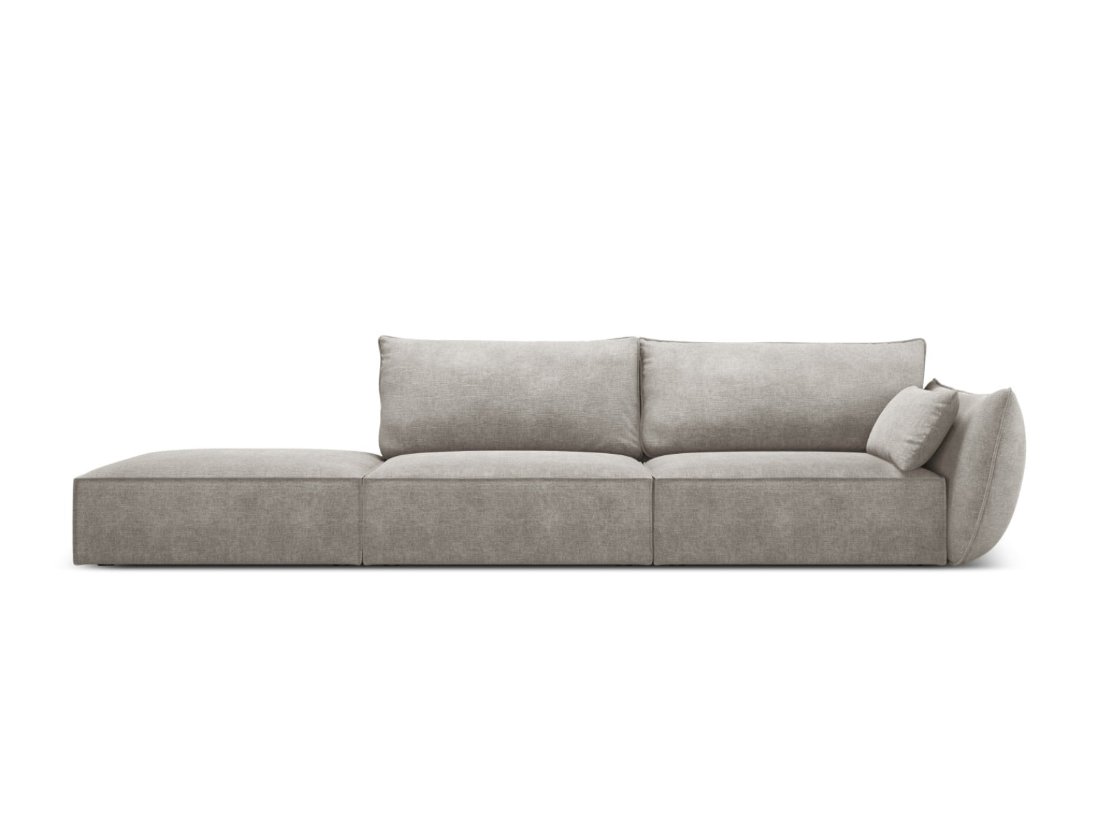 Sofa z otomaną lewostronną 4-osobowa KAELLE jasnoszary szenil Over The Horizon – Micadoni