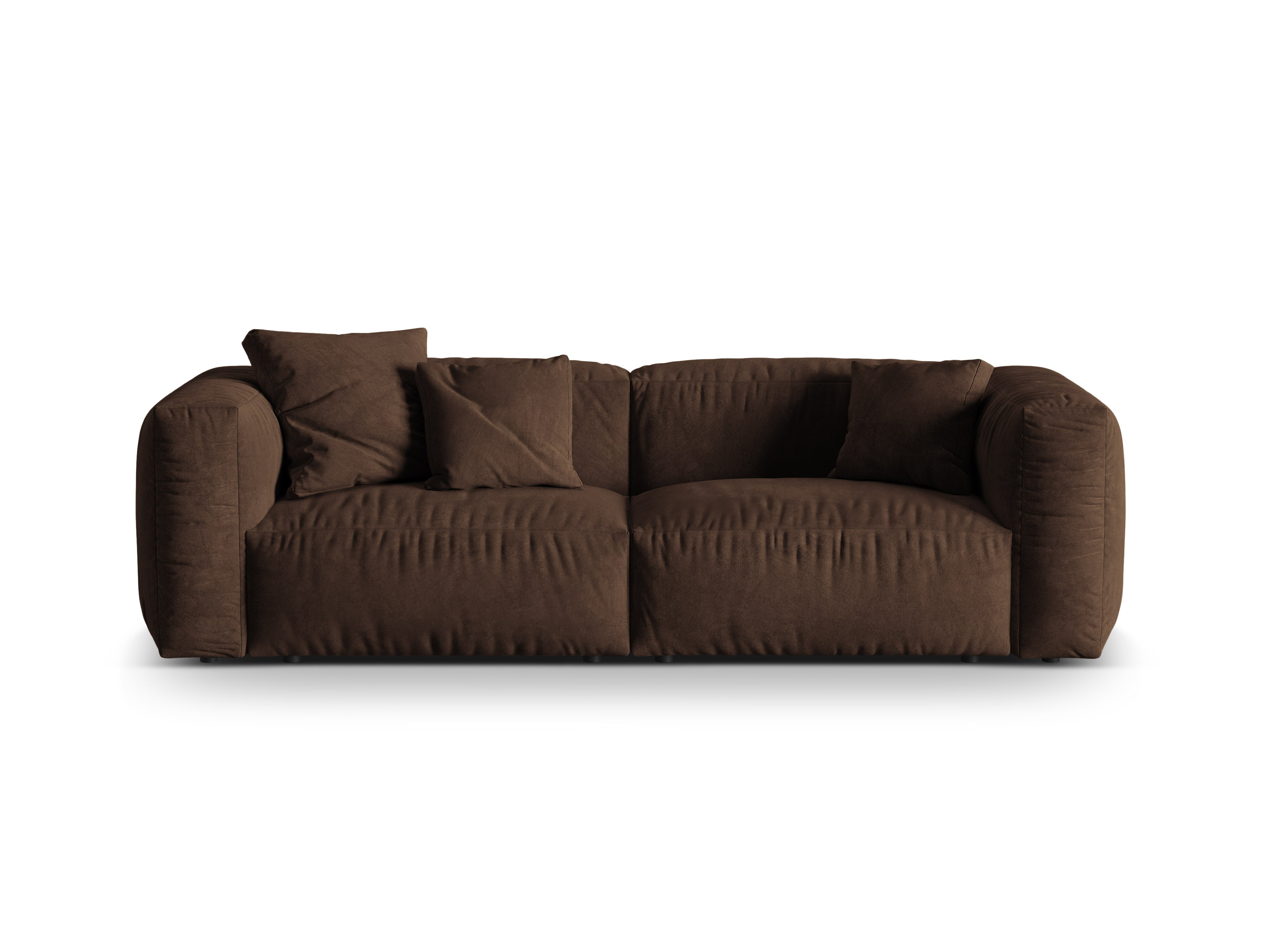 Sofa van fluweel voor 3 personen MARTINA in chocoladebruin