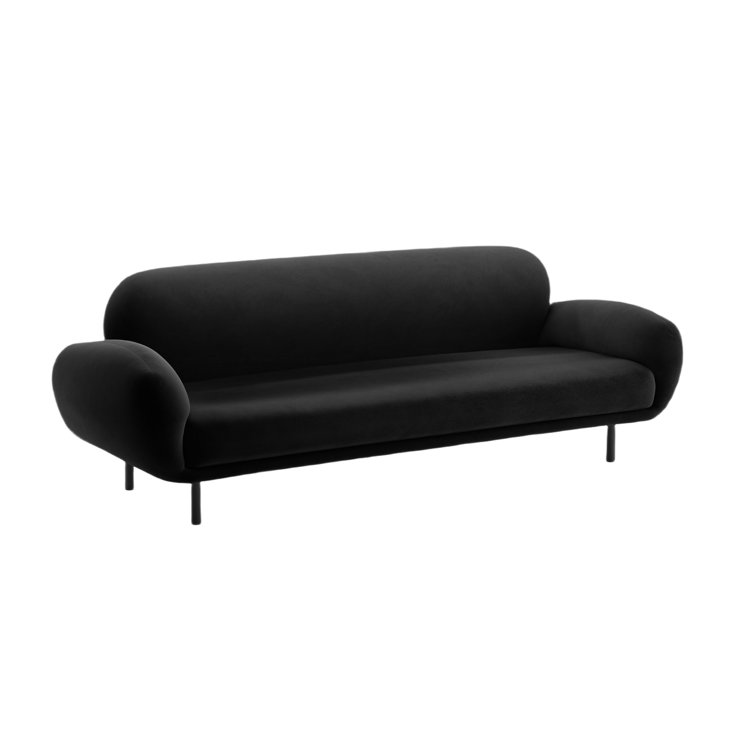 Velvet 3-Seater Sofa POPPY Black