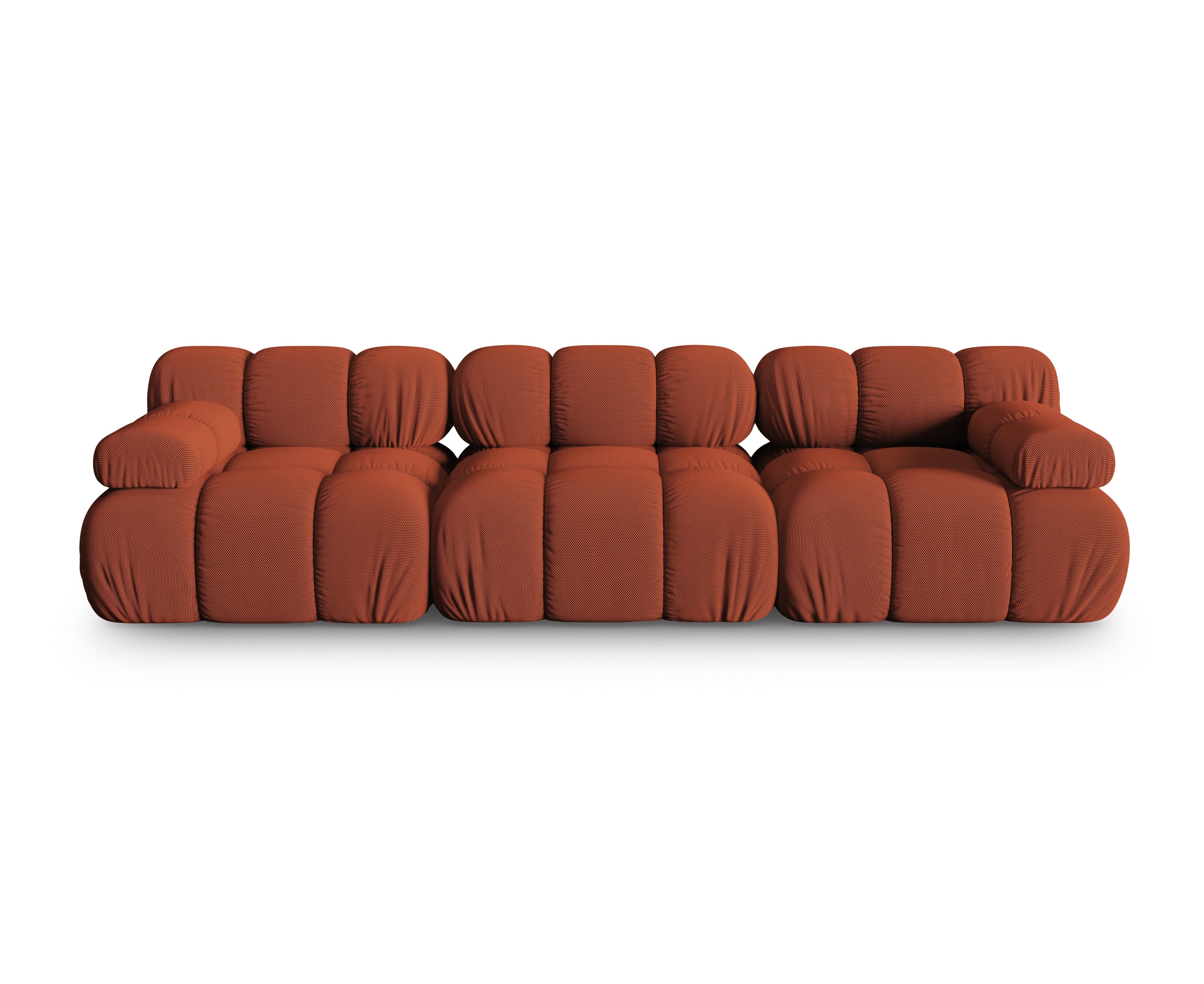Modulaire 3-zitsbank BELLIS in baksteenkleur 3D-stof