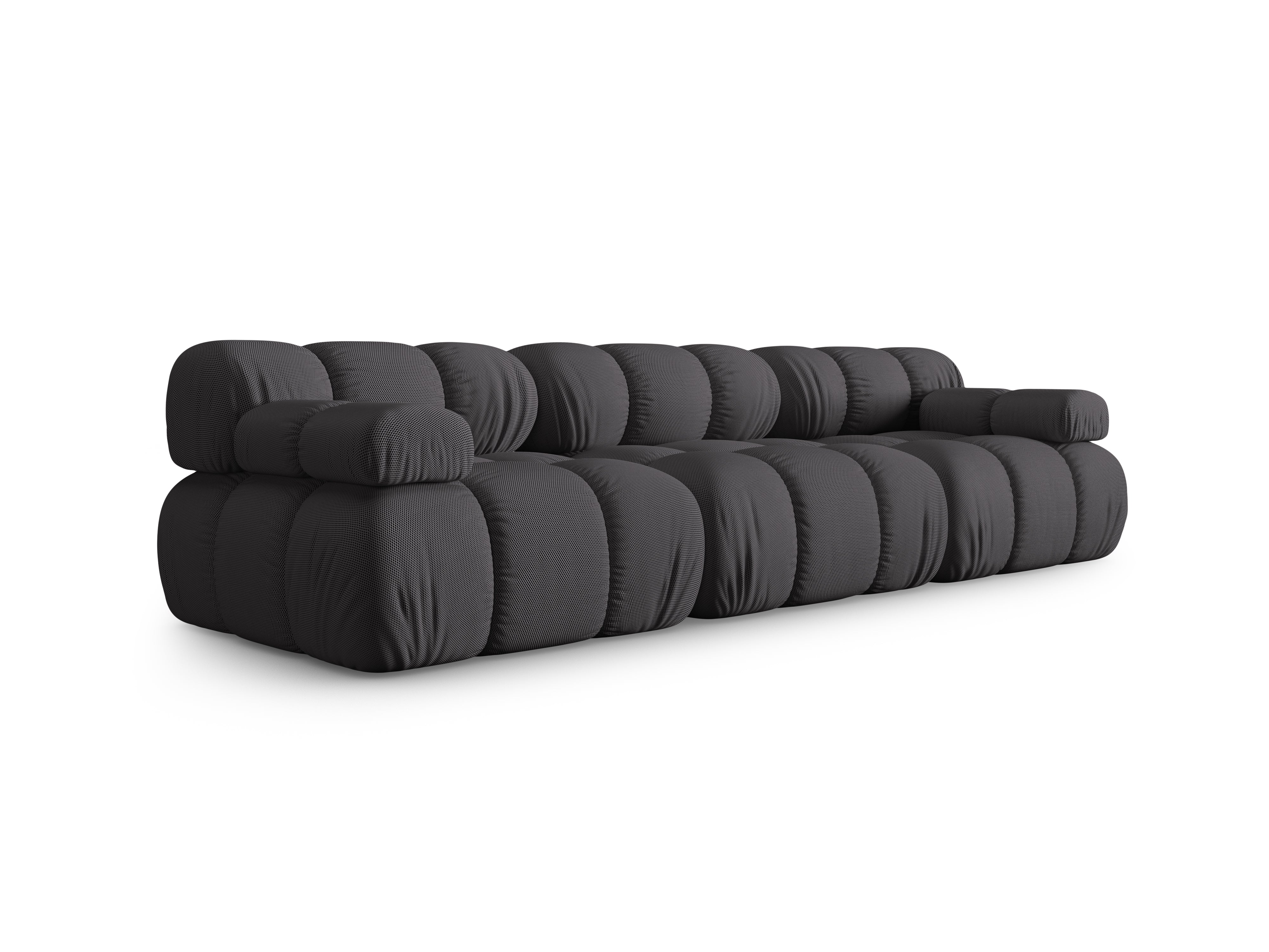 Modulaire 3-zitsbank BELLIS in donkergrijze 3D-stof