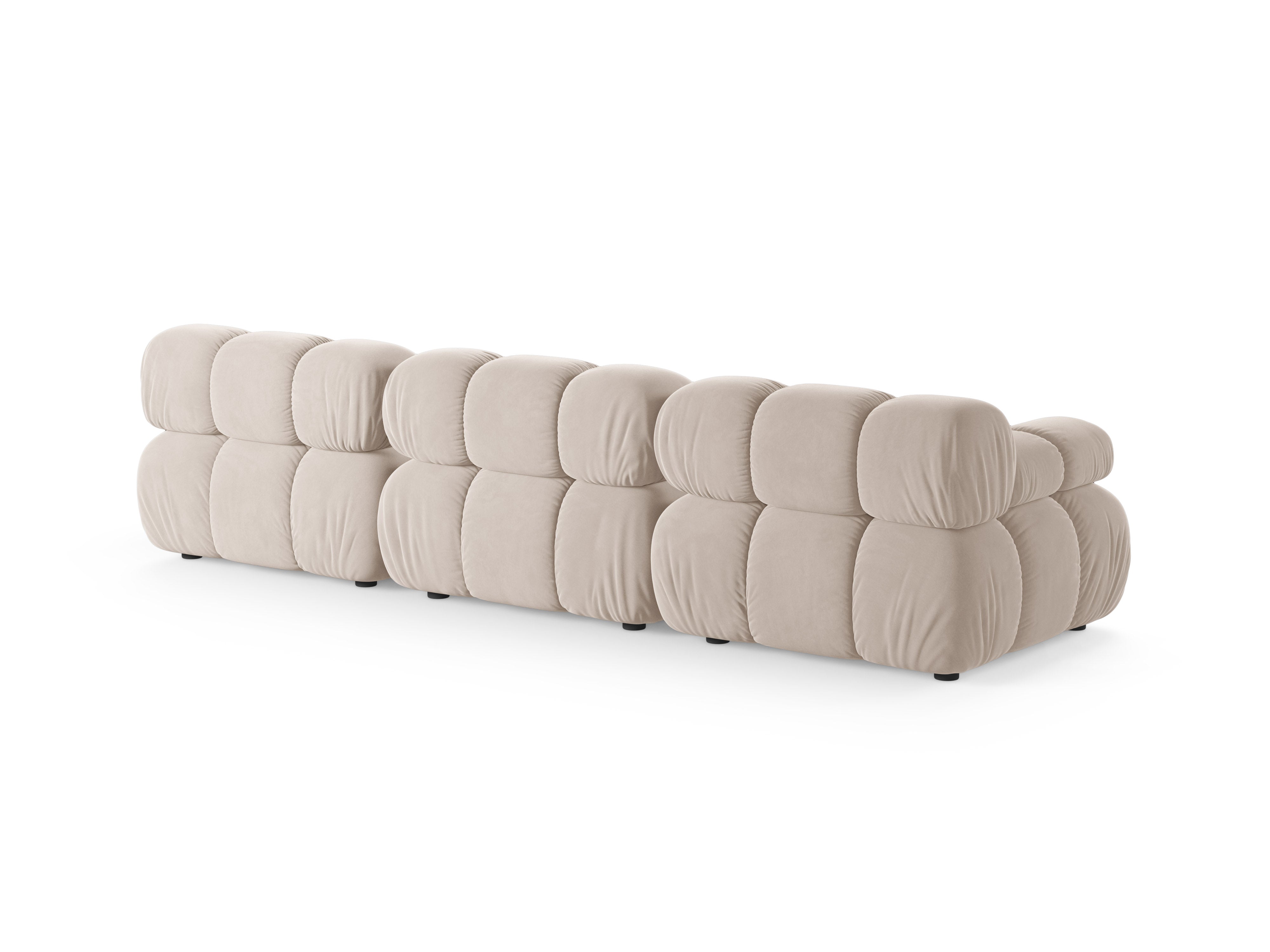 Modulaire 3-zitsbank BELLIS in lichtbeige velours